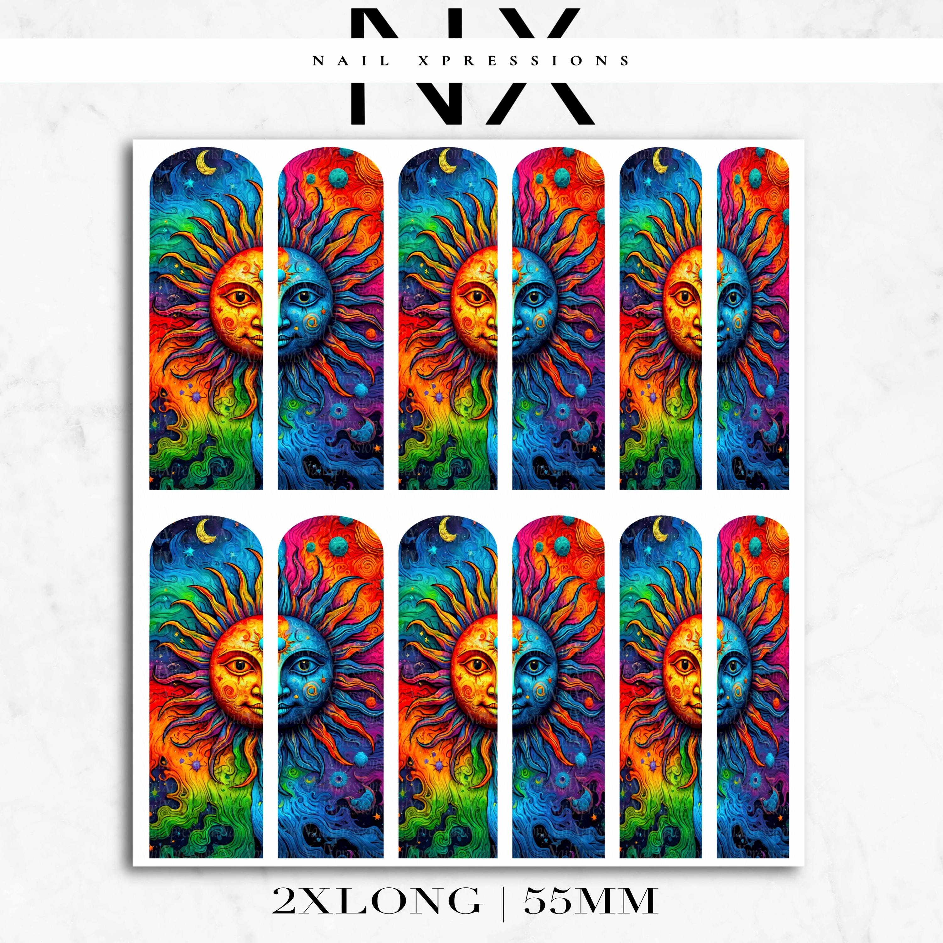 Vibrant Sun Nail Decals | Nail Art Water Transfer | Nail Wraps