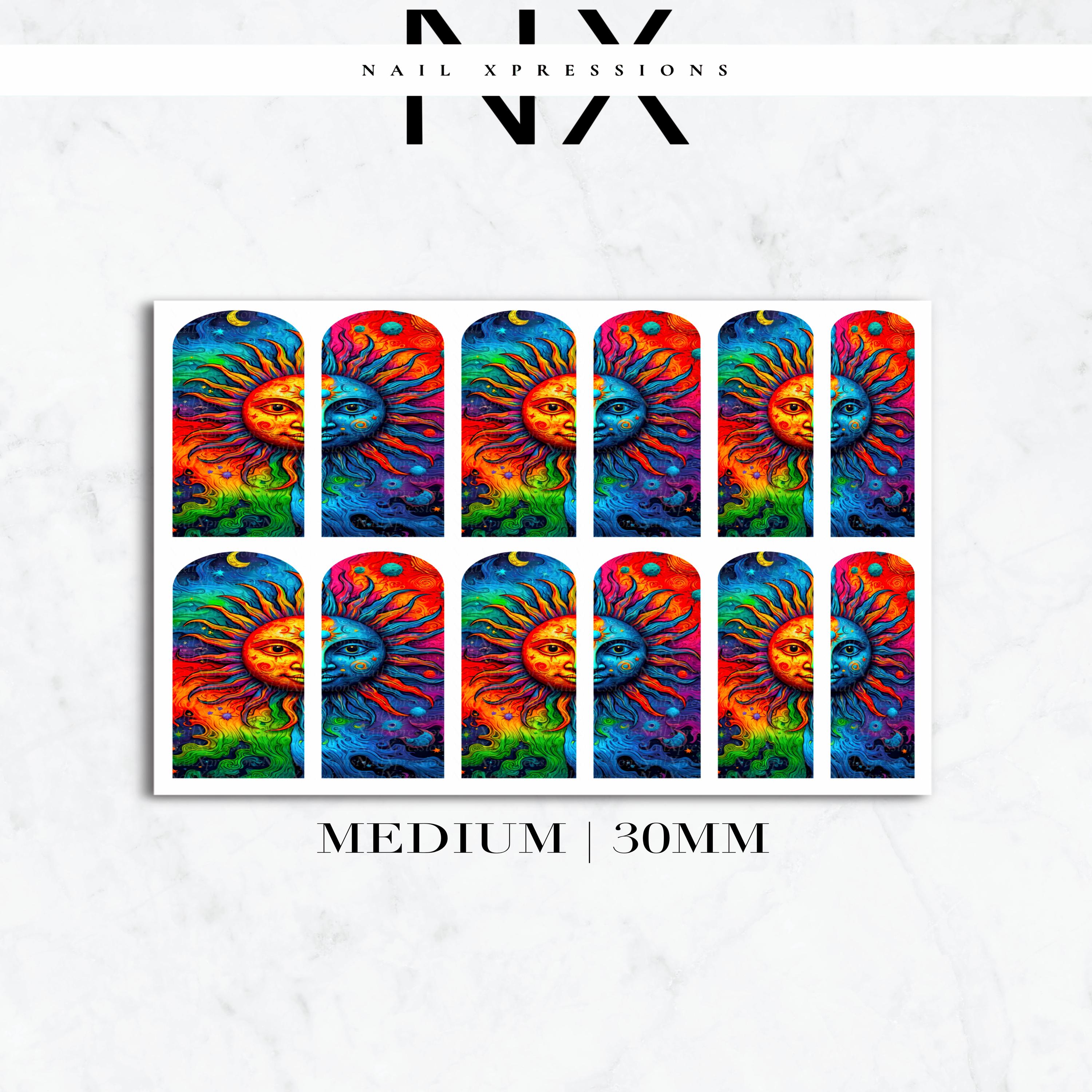 Vibrant Sun Nail Decals | Nail Art Water Transfer | Nail Wraps