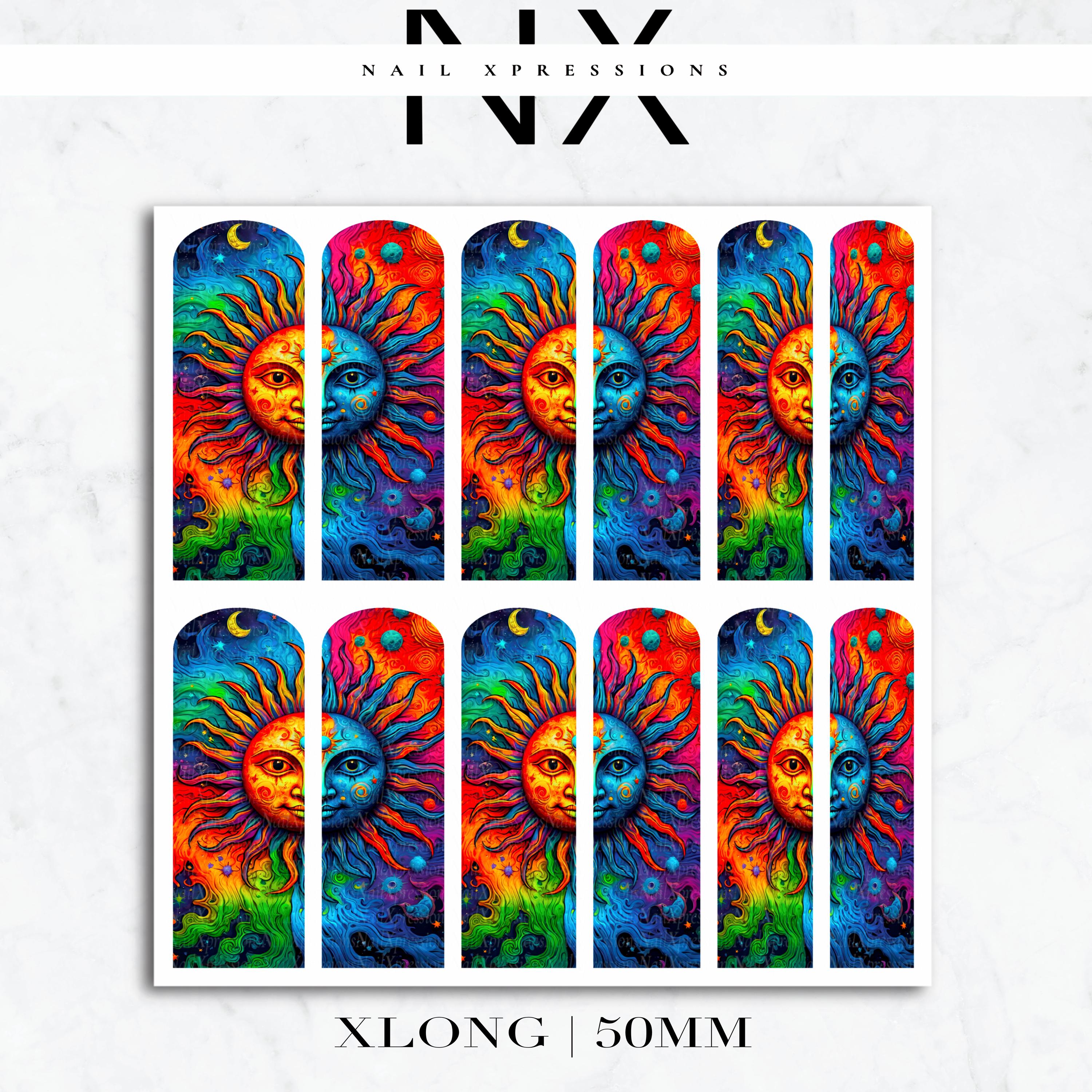 Vibrant Sun Nail Decals | Nail Art Water Transfer | Nail Wraps