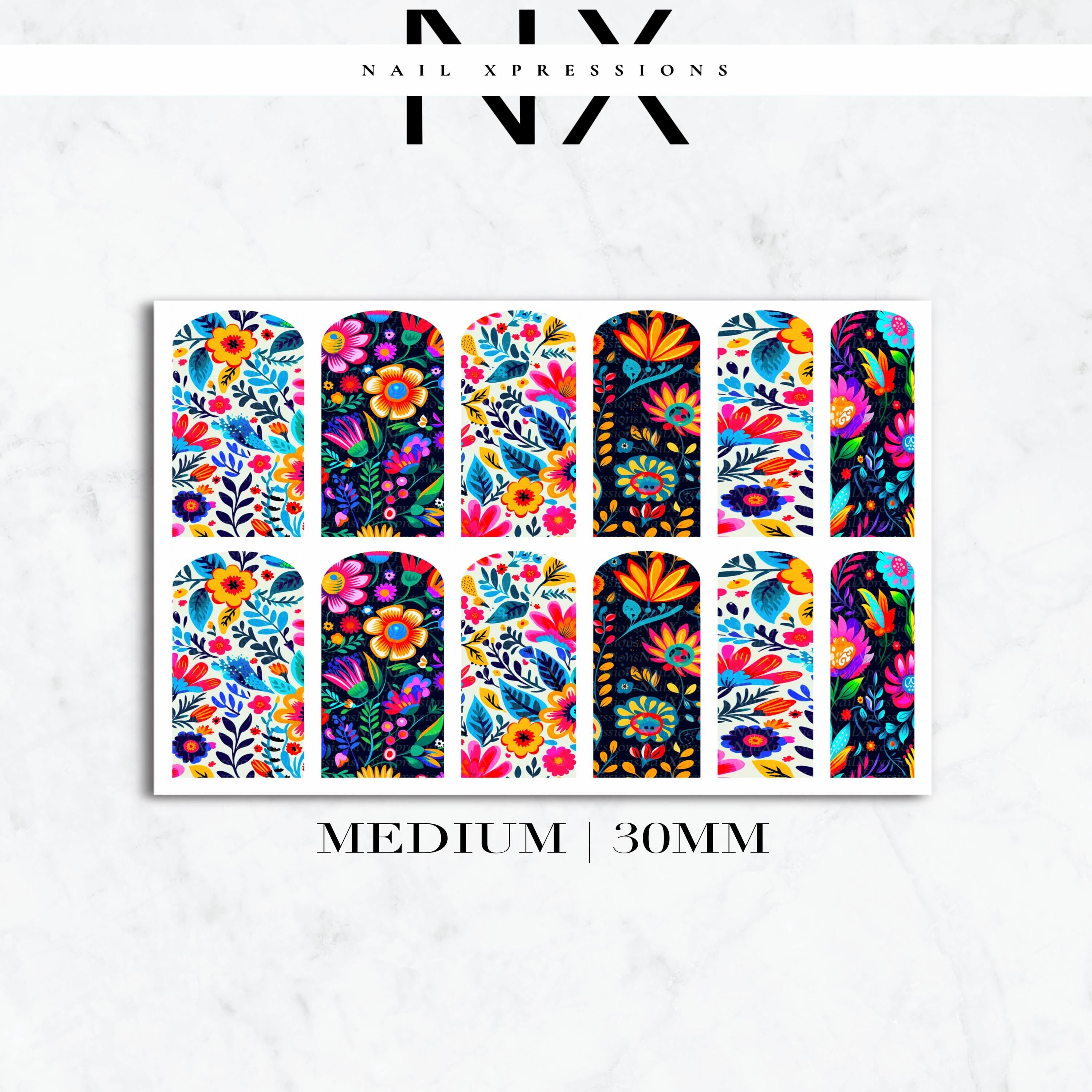 Cinco De Mayo Floral Nail Decals | Nail Art Water Transfer | Nail Wraps