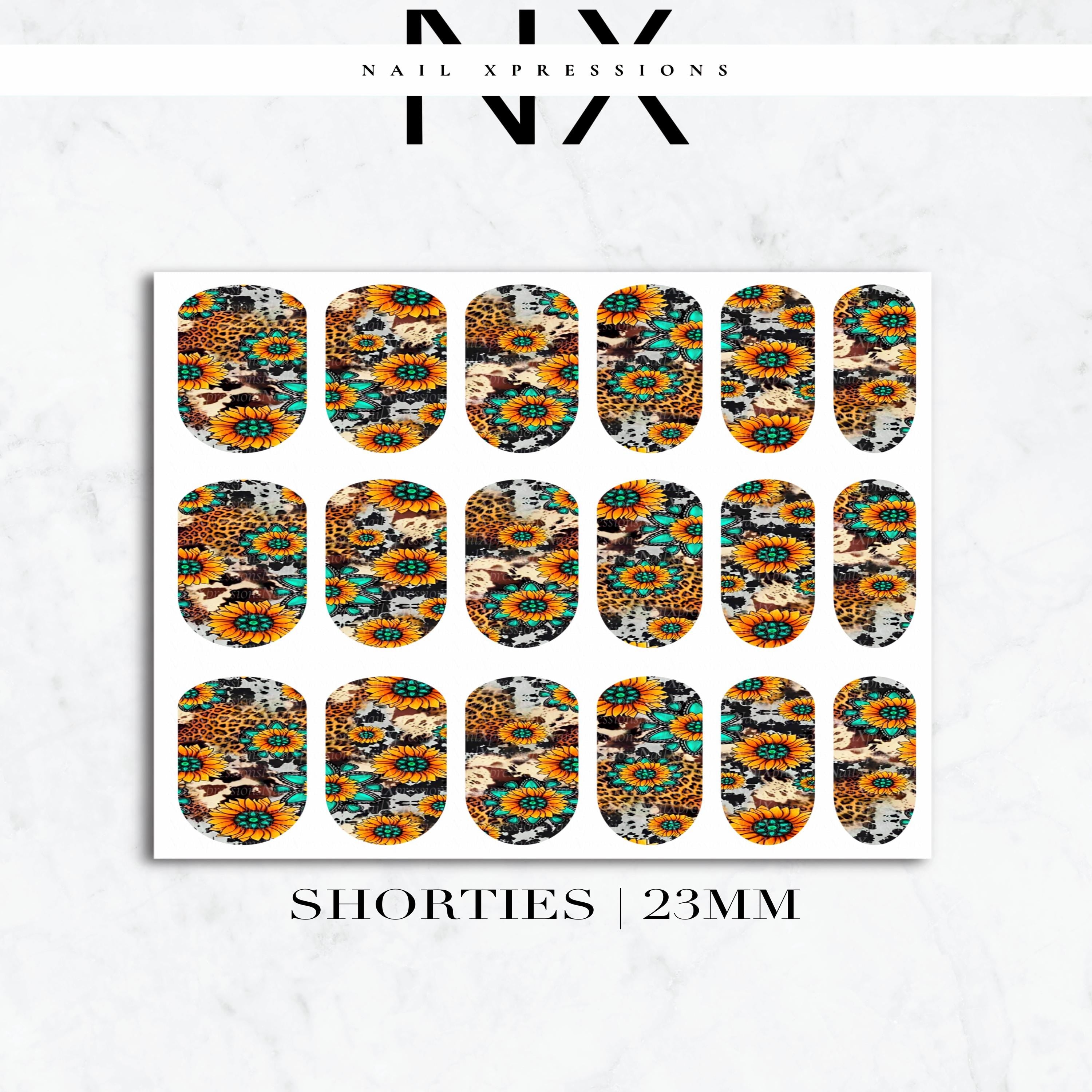 Cow Print and Sunflower Nail Decals | Nail Art Water Transfer | Nail Wraps