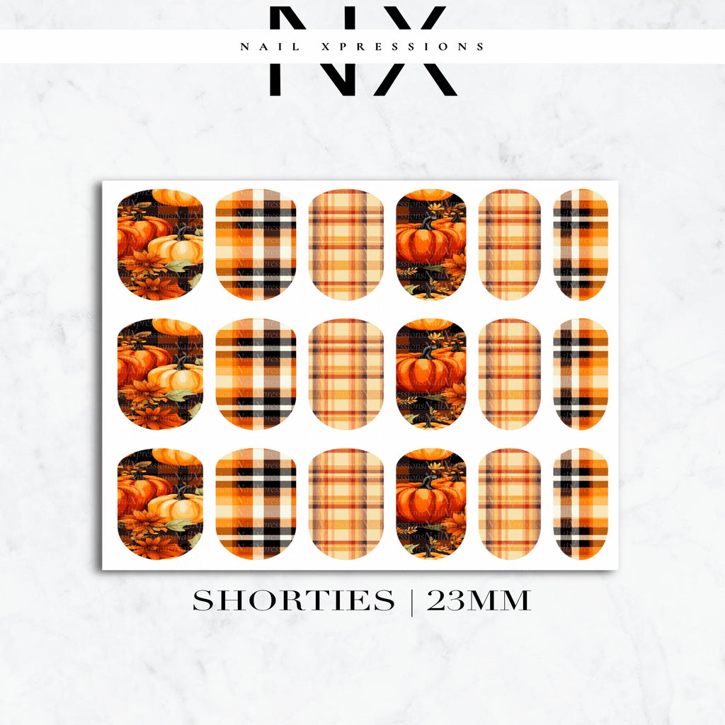 Pumpkin and Plaid Fall Nail Decals | Nail Art Water Transfer | Nail Wraps
