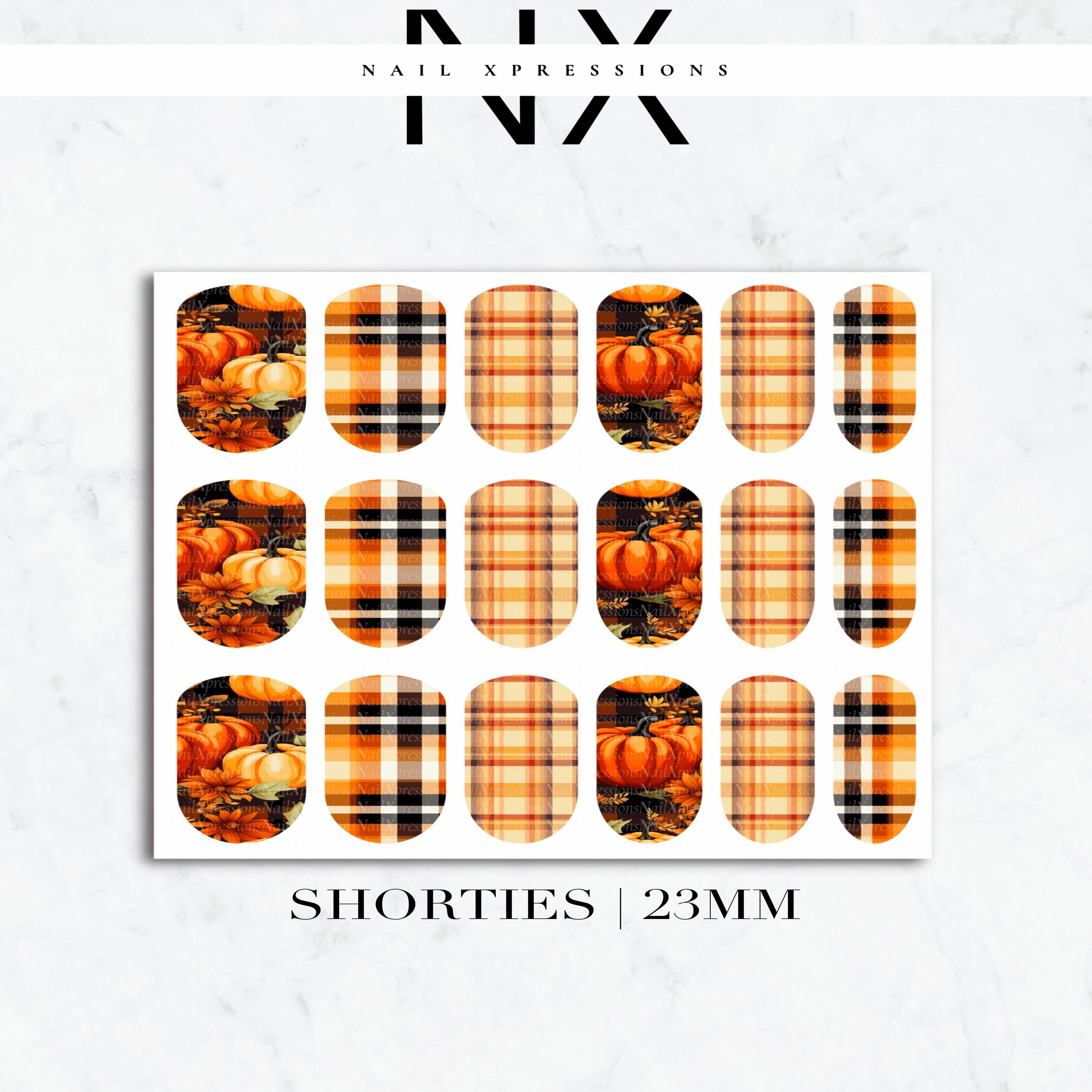 Pumpkin and Plaid Fall Nail Decals | Nail Art Water Transfer | Nail Wraps