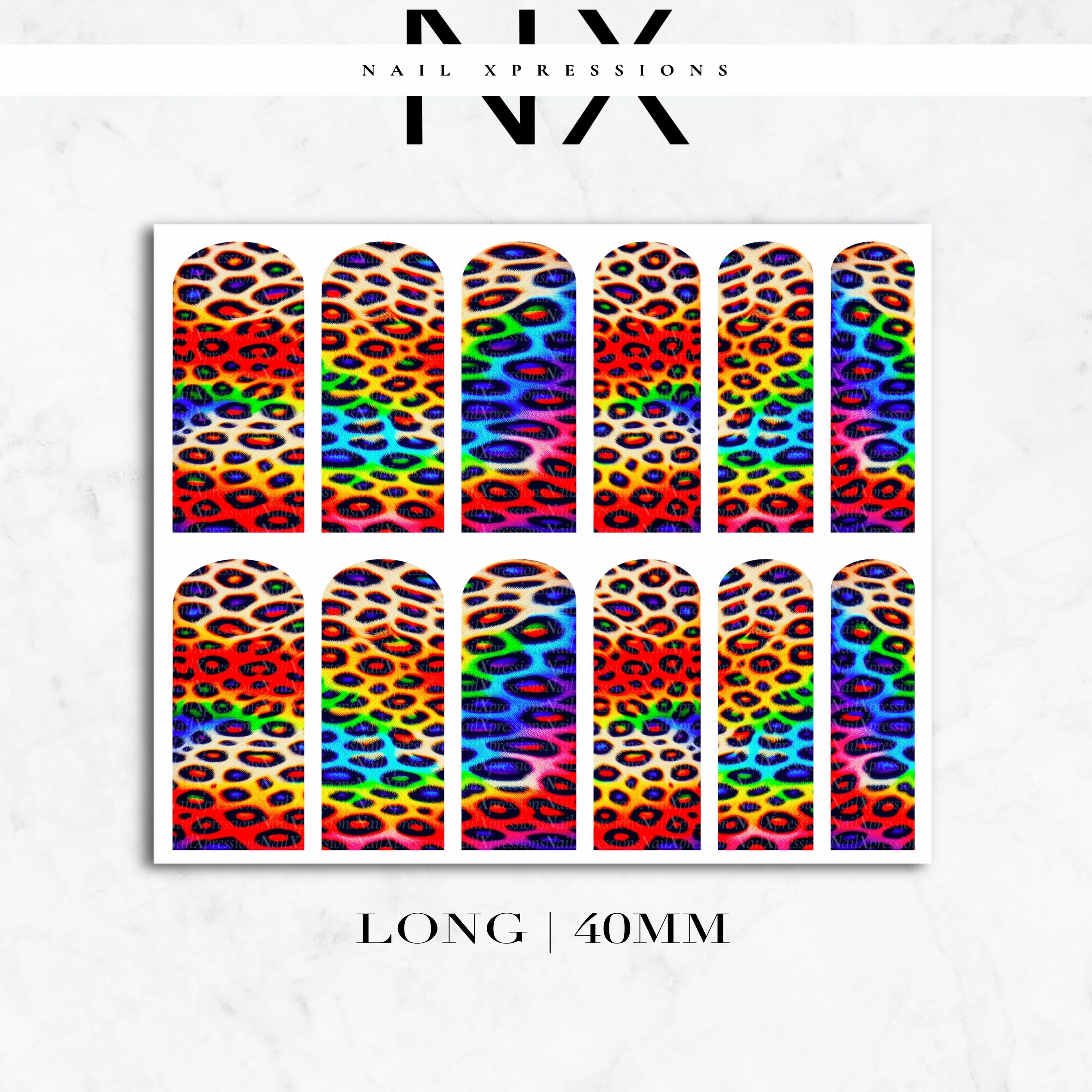 Leopard Rainbow Nail Decals | Nail Art Water Transfer | Nail Wraps