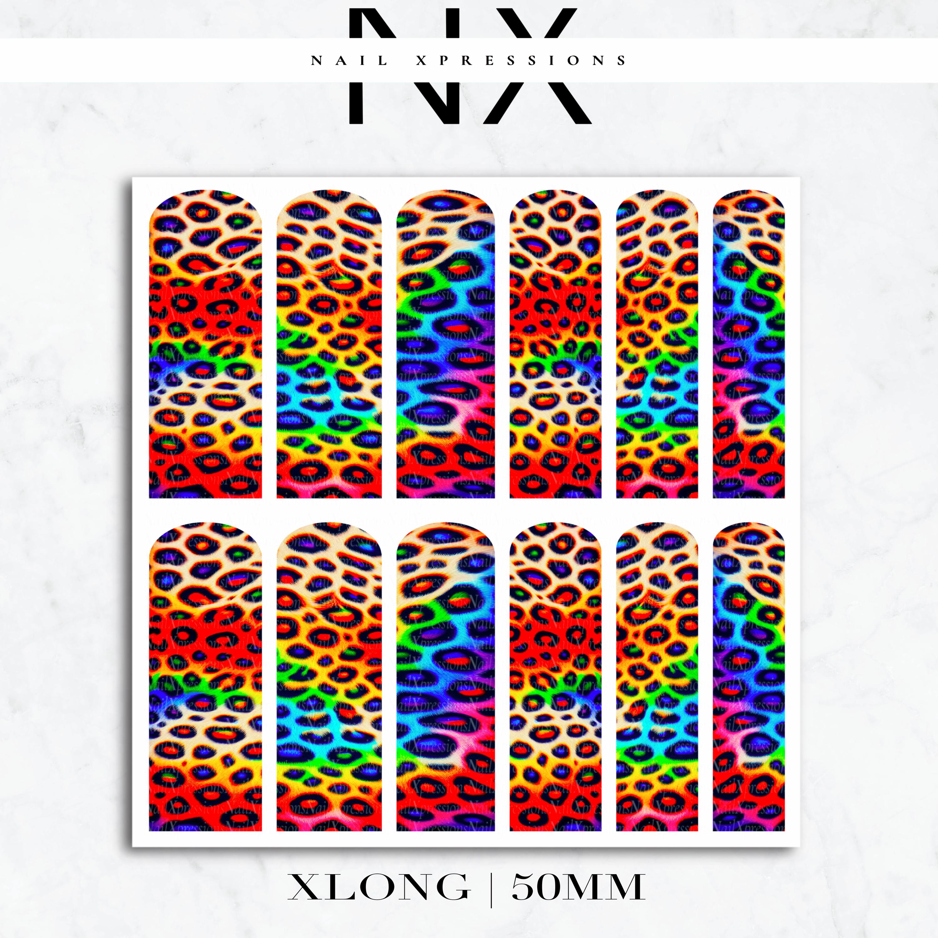 Leopard Rainbow Nail Decals | Nail Art Water Transfer | Nail Wraps