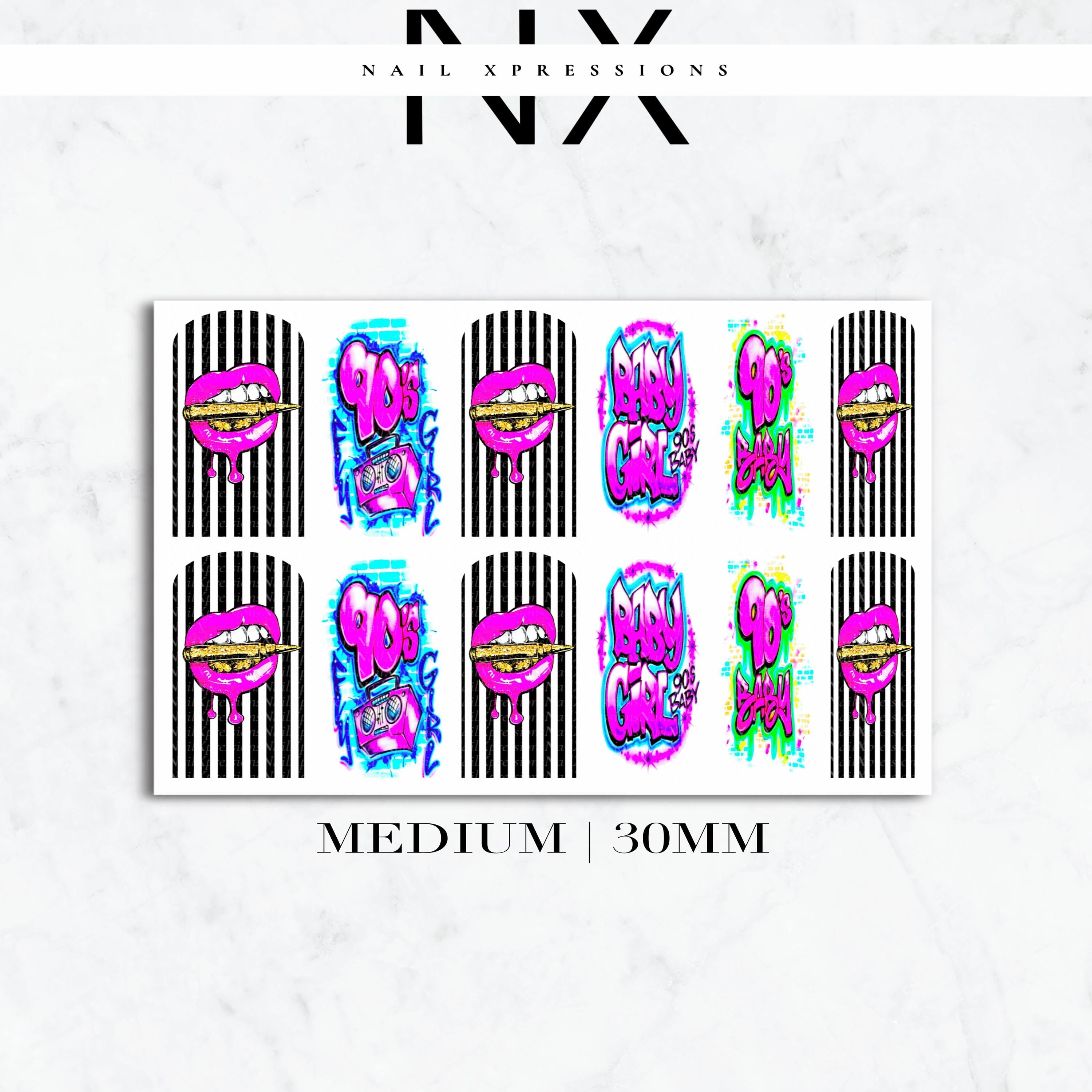 90’s Baby Girl Nail Decals | Nail Art Water Transfer | Nail Wraps