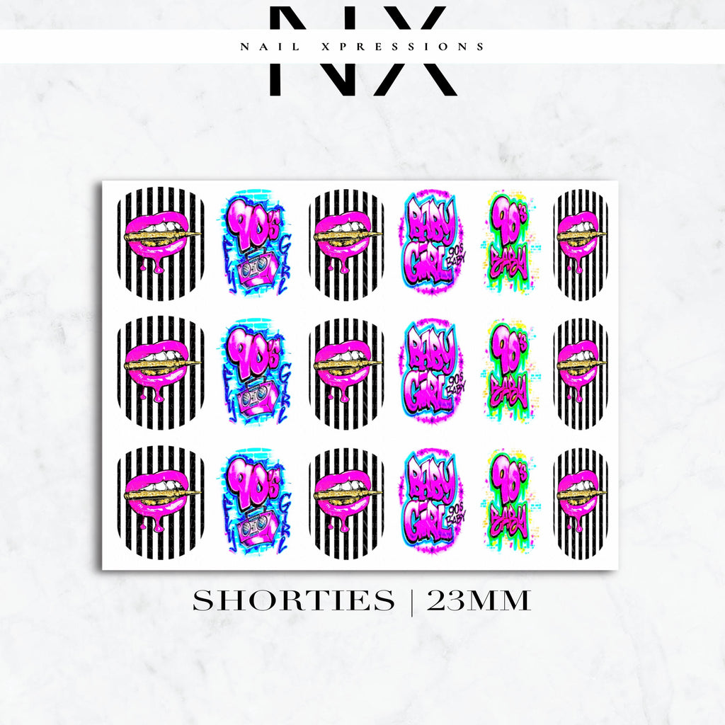 90’s Baby Girl Nail Decals | Nail Art Water Transfer | Nail Wraps