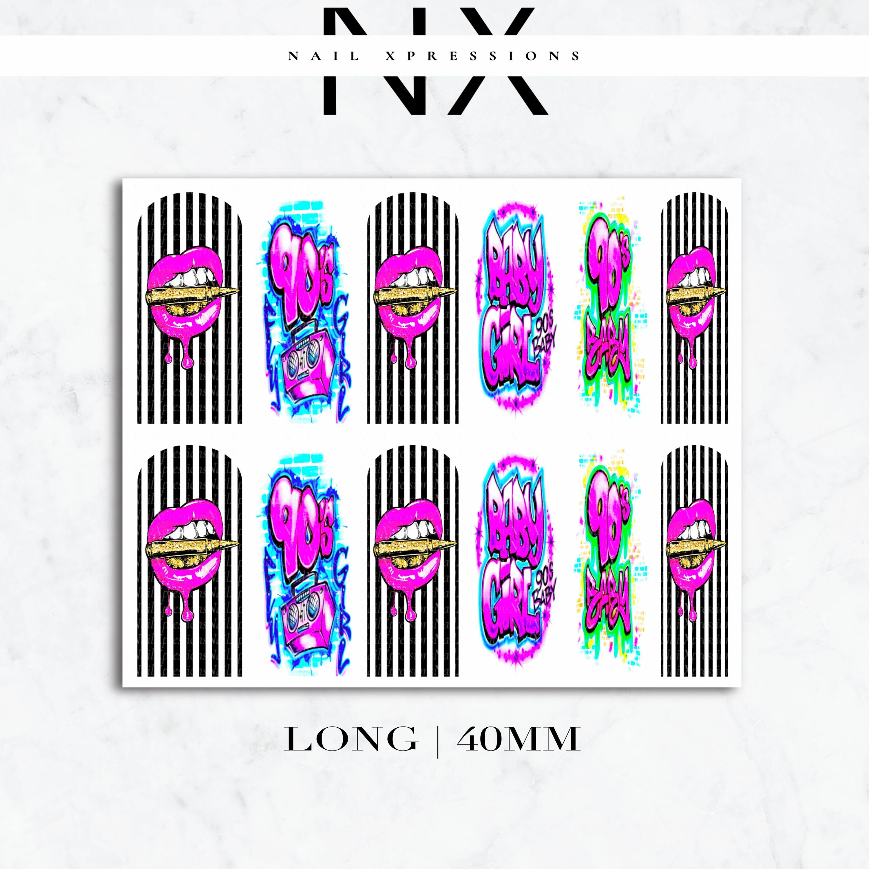 90’s Baby Girl Nail Decals | Nail Art Water Transfer | Nail Wraps