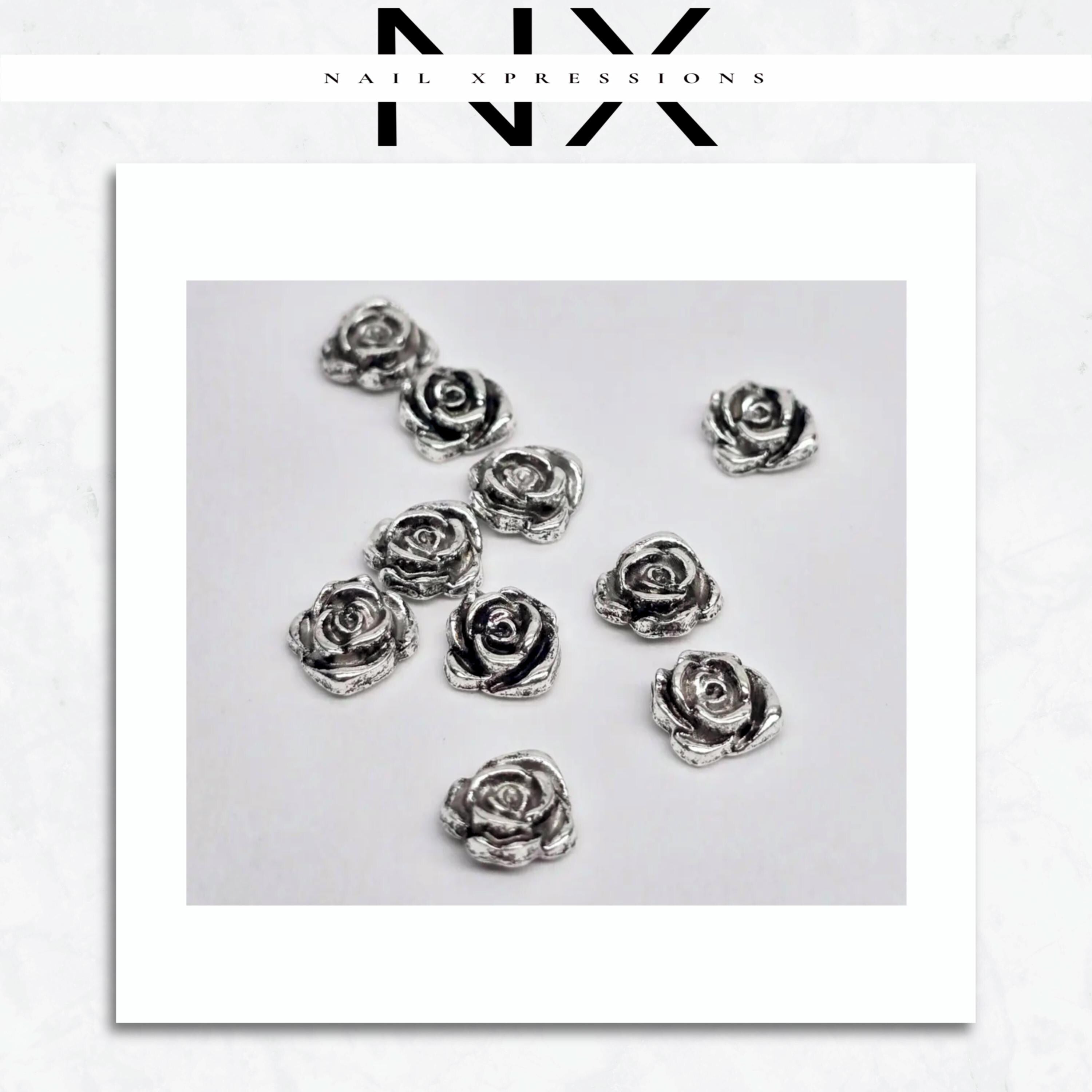 Silver Vintage Rose Nail Charm | Nail Art Charms | Nail Accents