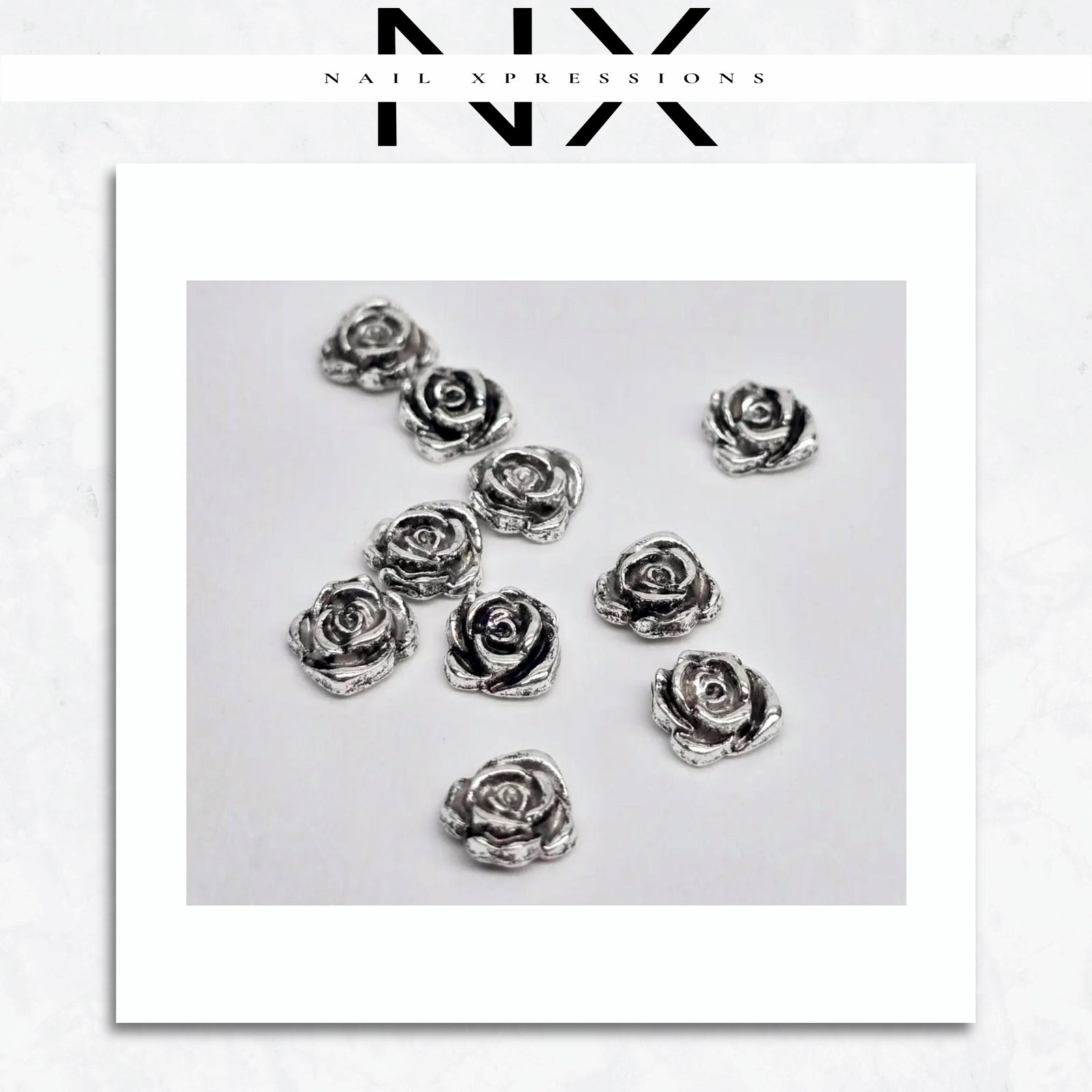 Silver Vintage Rose Nail Charm | Nail Art Charms | Nail Accents