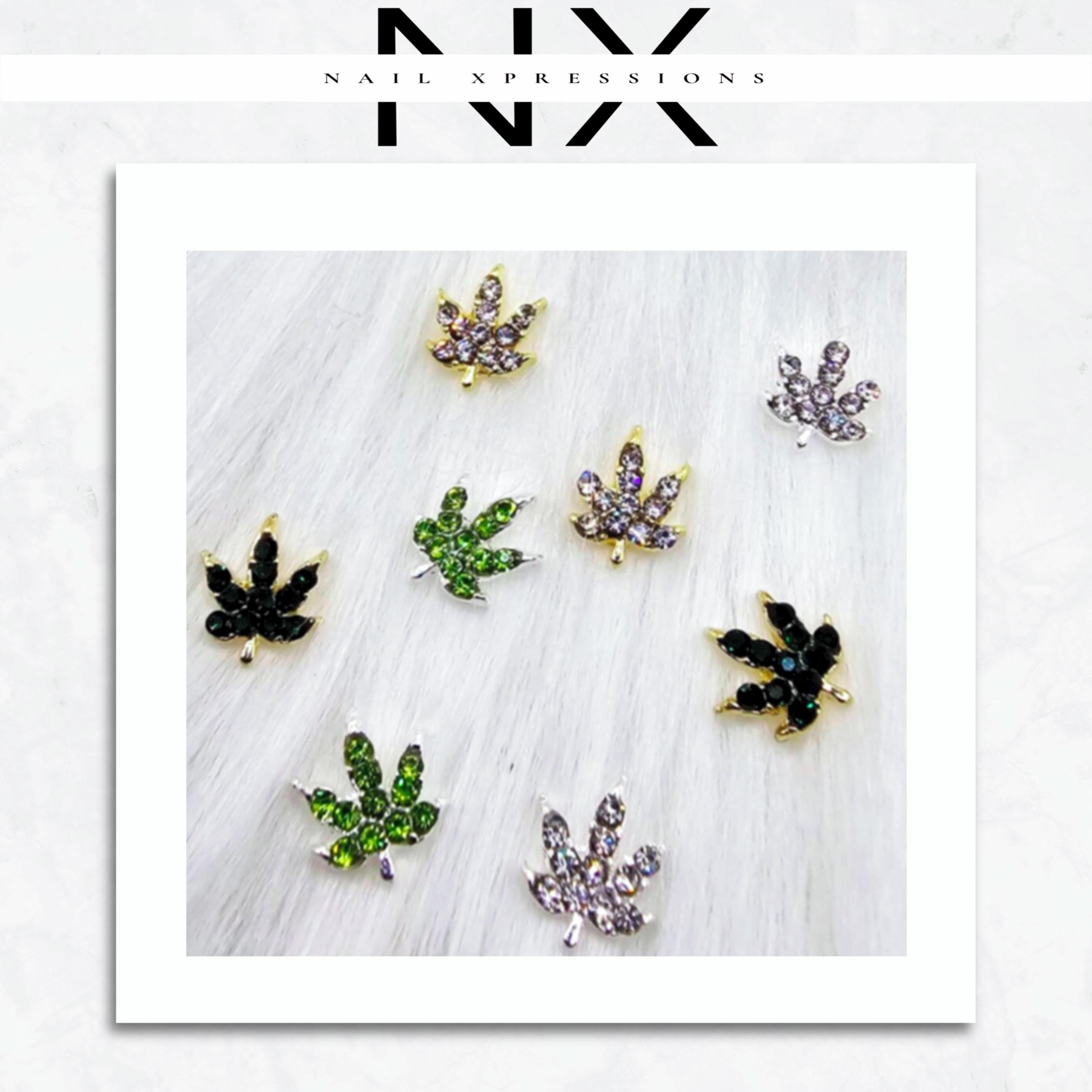 Leaf Shaped Rhinestone Nail Charm