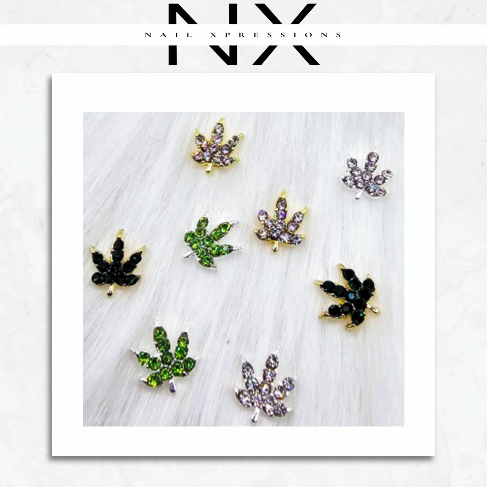 Leaf Shaped Rhinestone Nail Charm