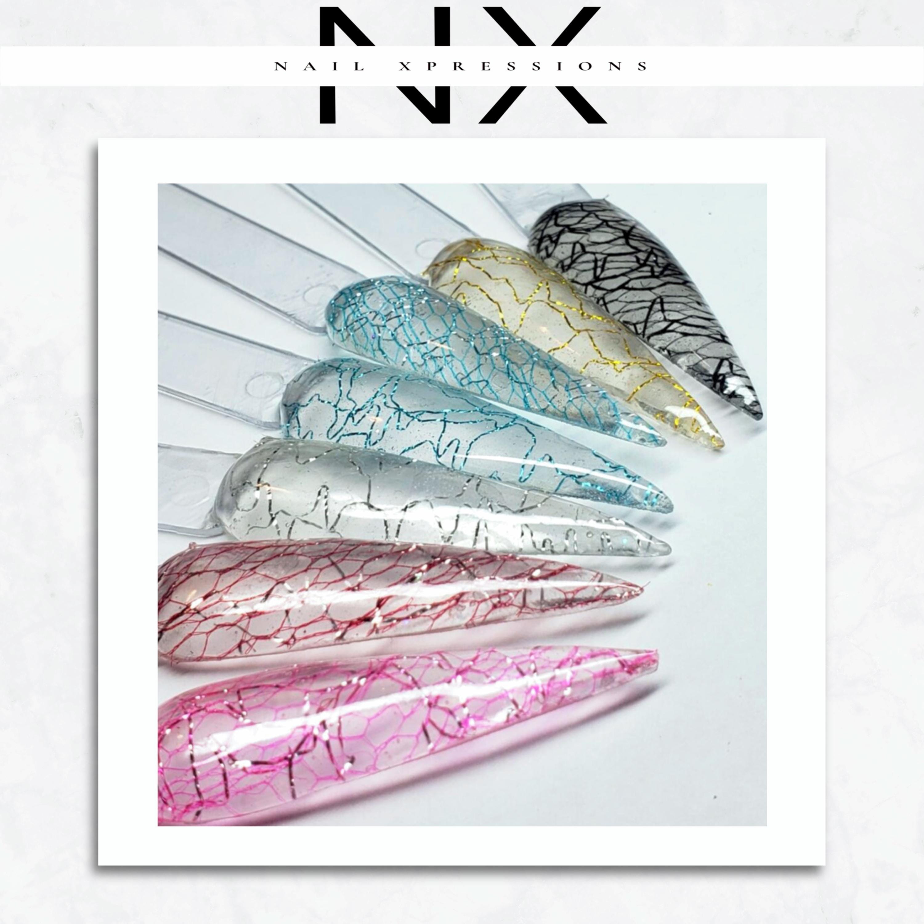 Metallic Netting Fabric Nail Decoration