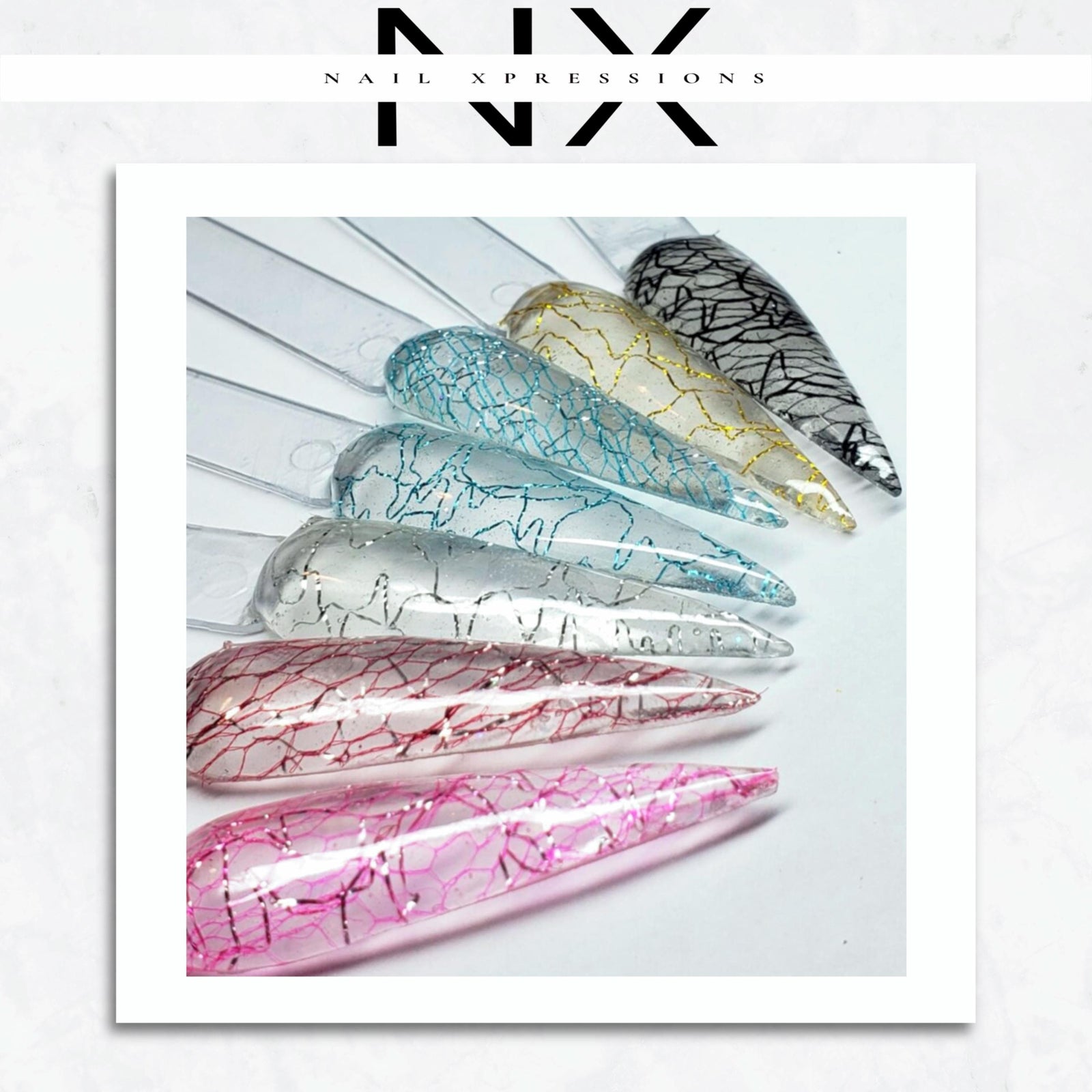 Metallic Netting Fabric Nail Decoration