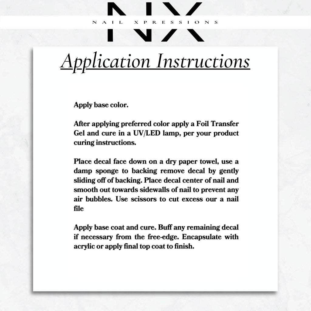 Floral Crescent Moon Foiled Water Nail Decal