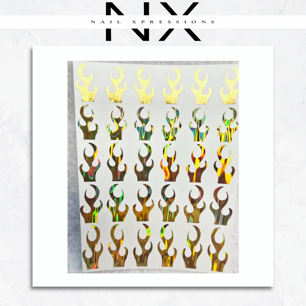 Flames Foiled Water Nail Decal