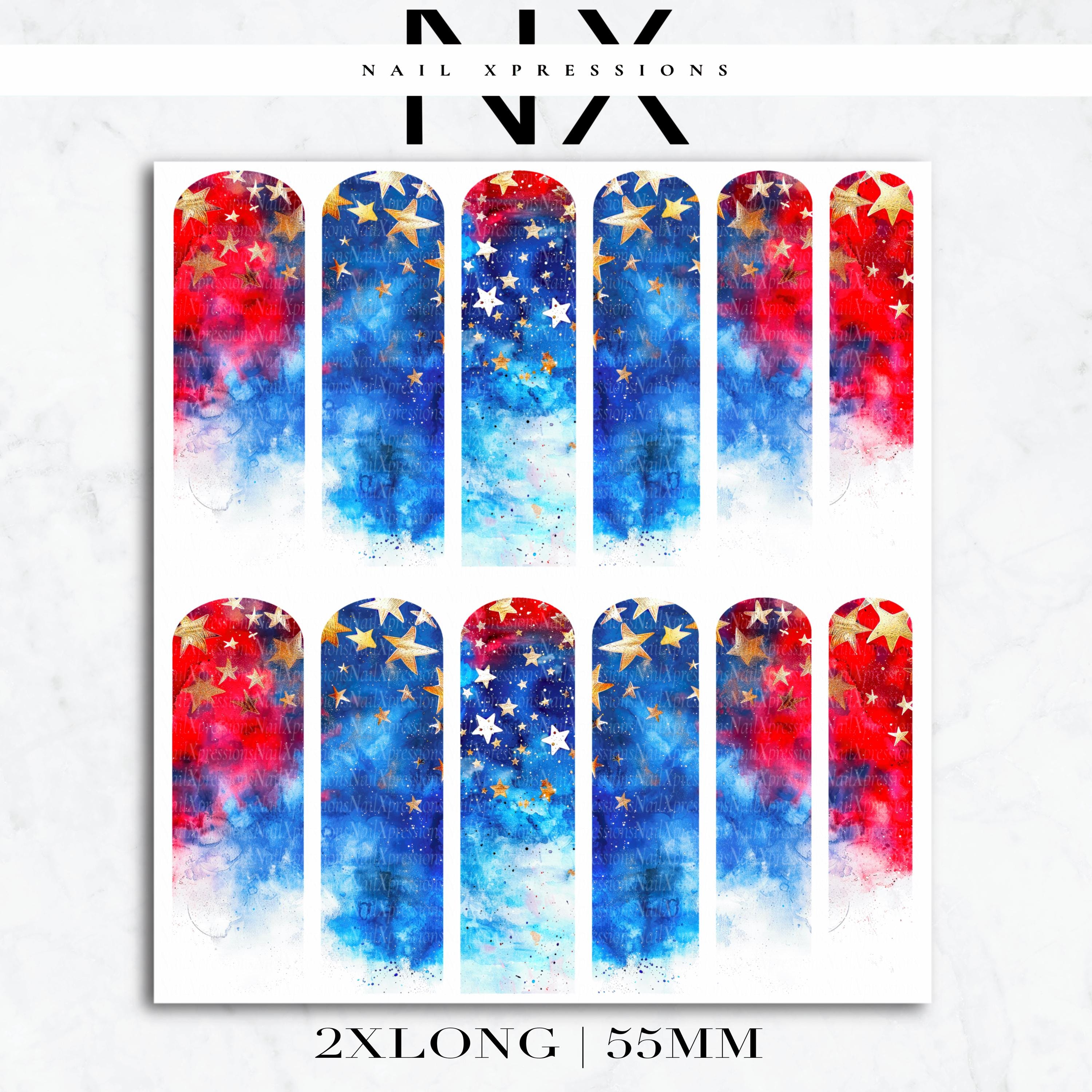 U.S.A. Watercolor Nail Decals | Nail Art Water Transfer | Nail Wraps