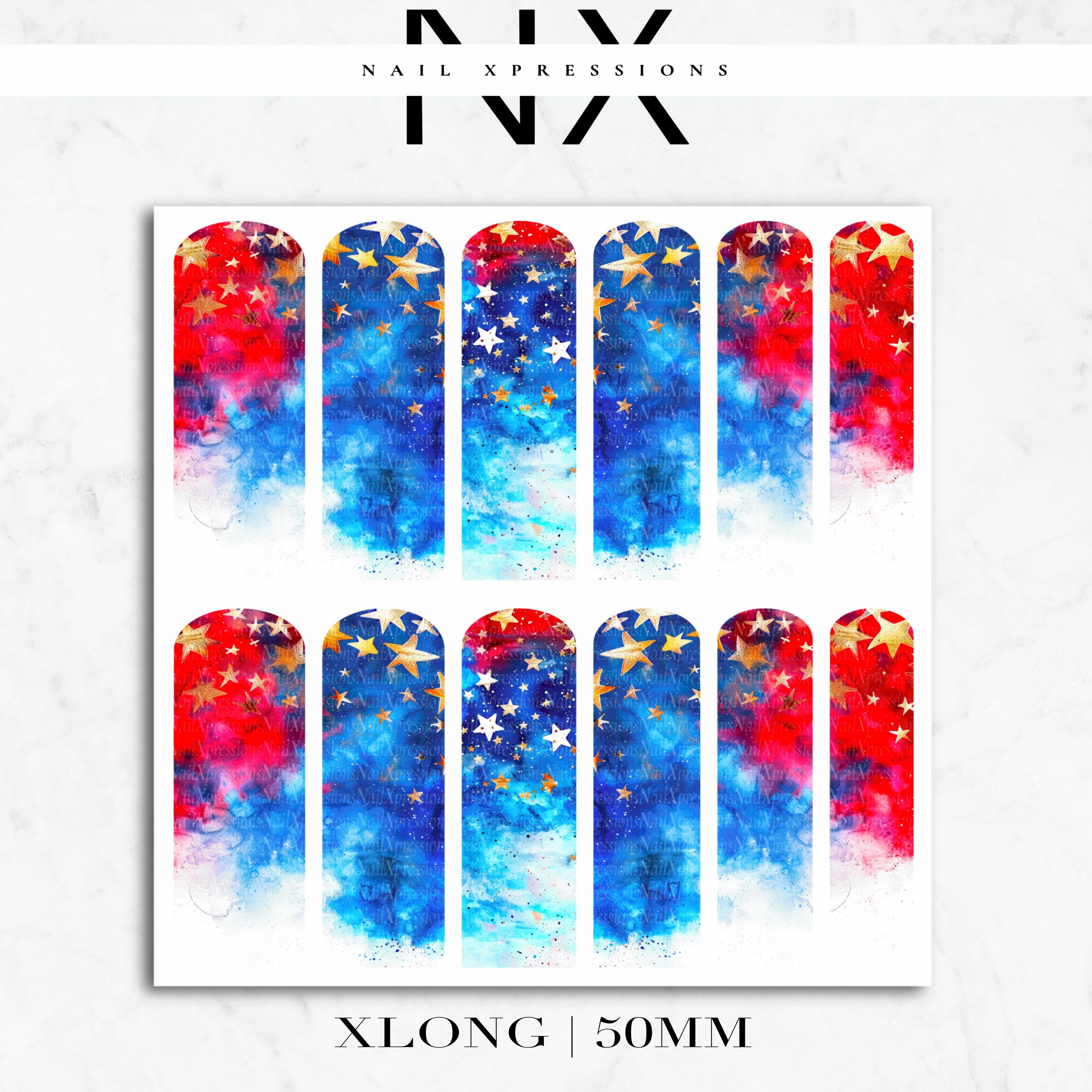 U.S.A. Watercolor Nail Decals | Nail Art Water Transfer | Nail Wraps