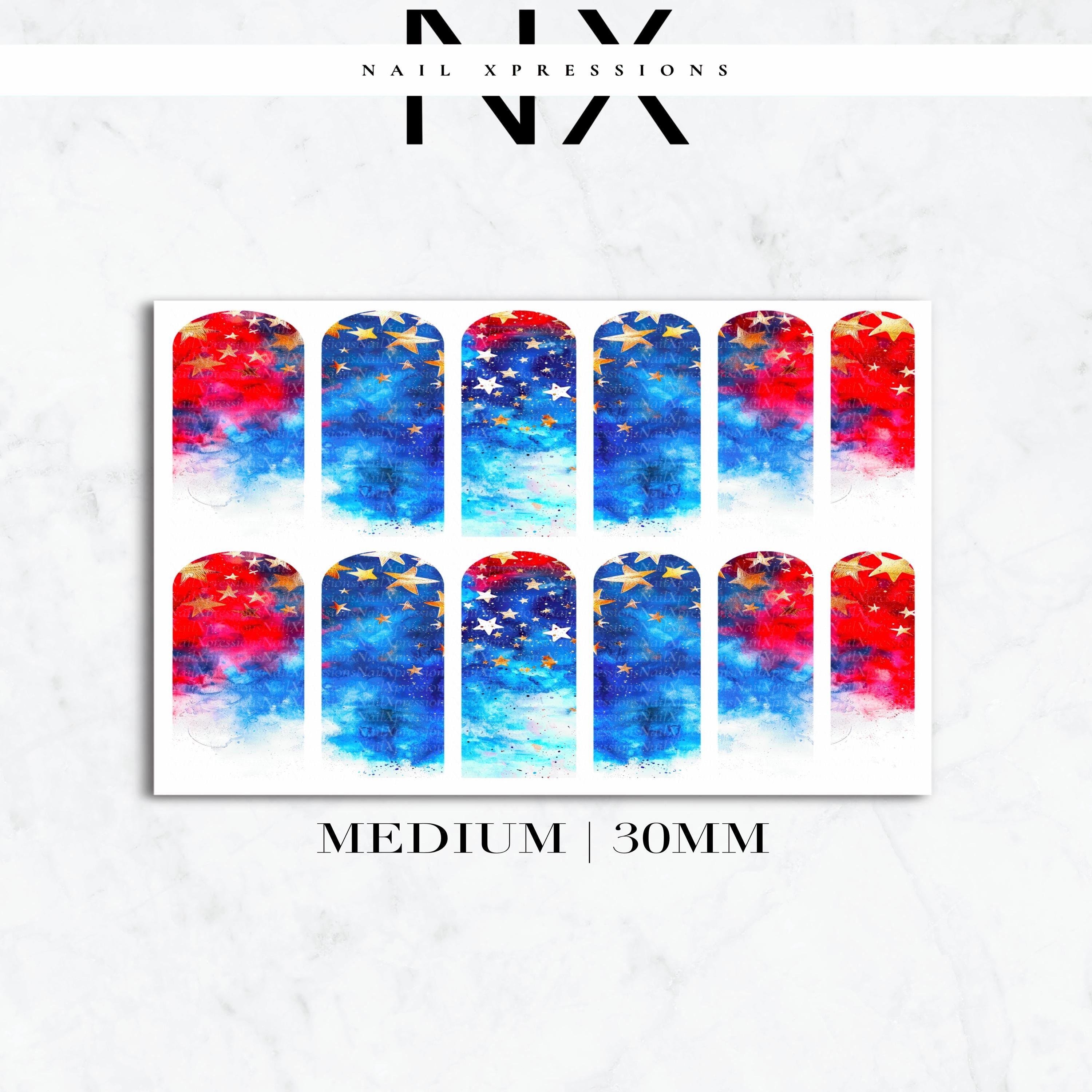 U.S.A. Watercolor Nail Decals | Nail Art Water Transfer | Nail Wraps