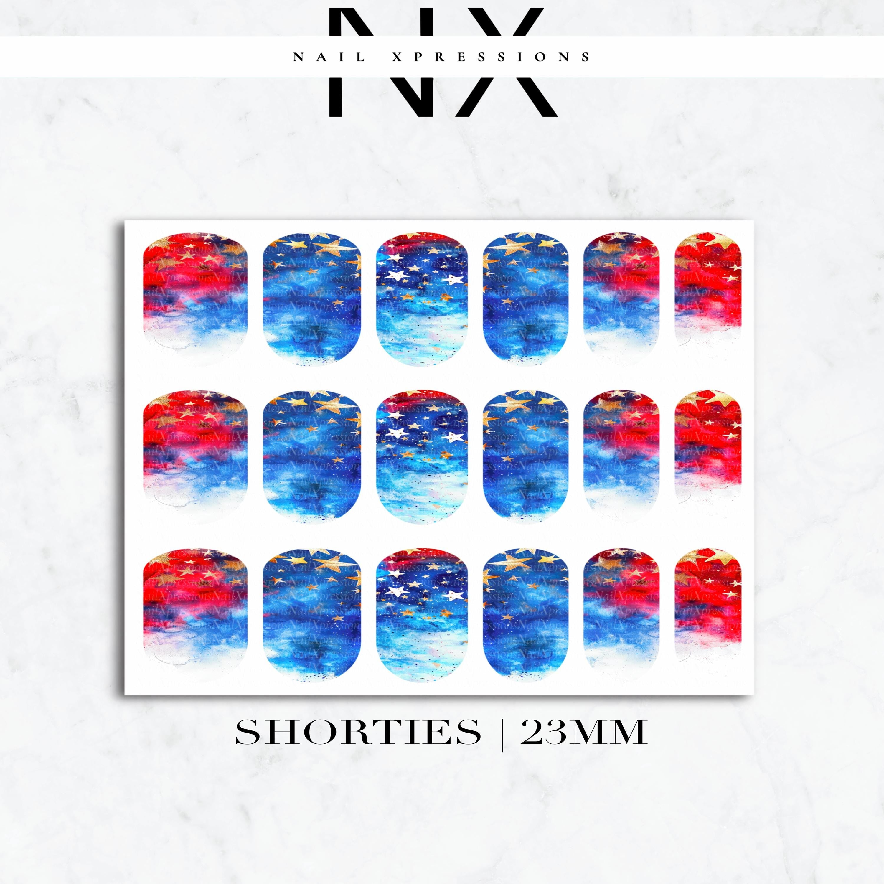 U.S.A. Watercolor Nail Decals | Nail Art Water Transfer | Nail Wraps