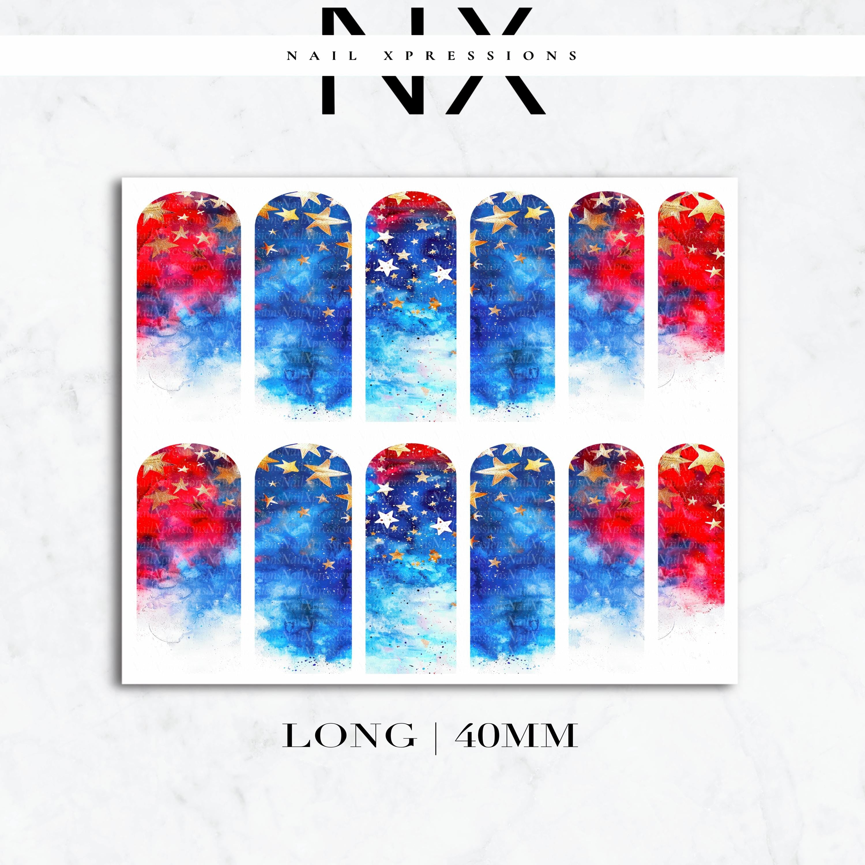 U.S.A. Watercolor Nail Decals | Nail Art Water Transfer | Nail Wraps