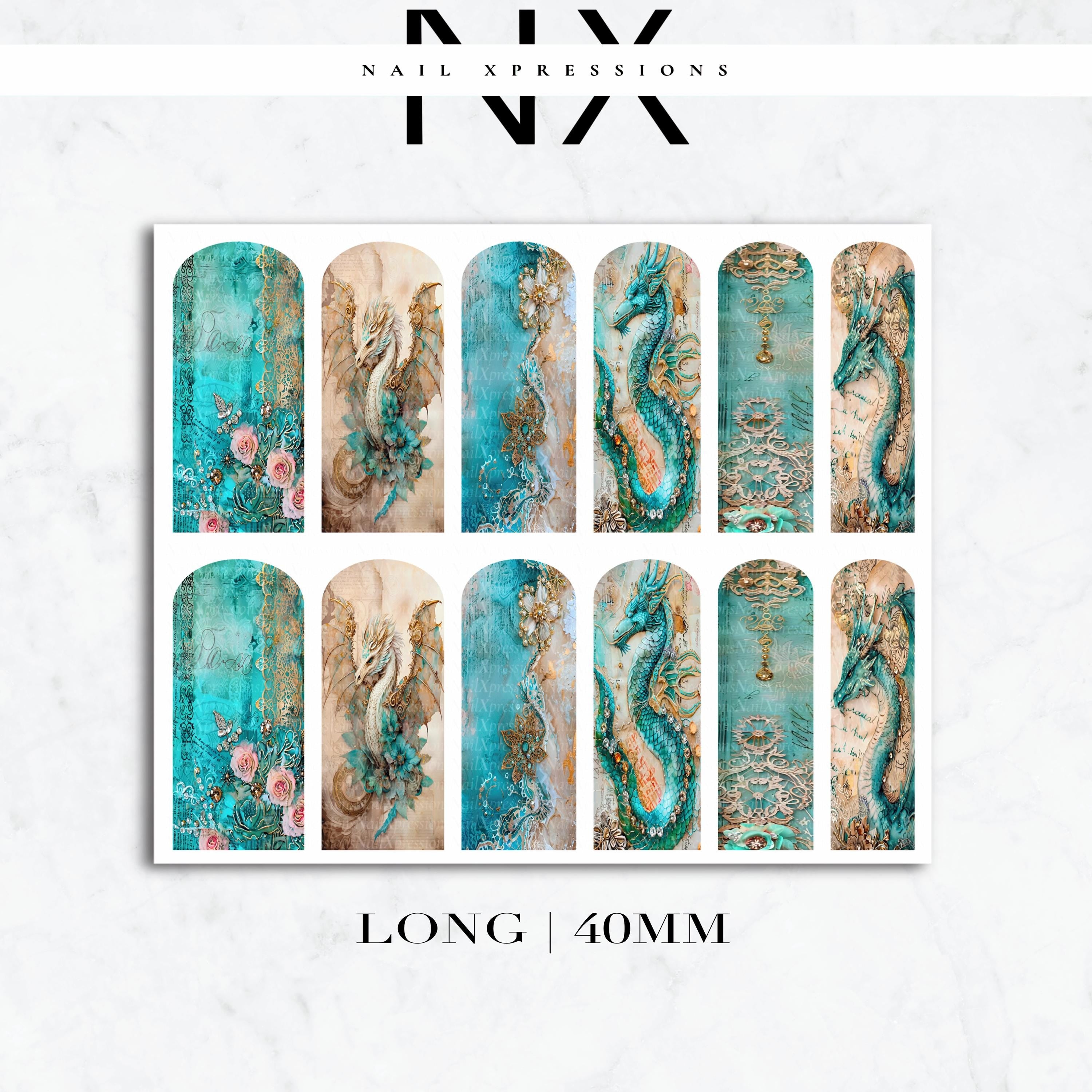 Vintage Victorian Dragon Nail Decals | Nail Art Water Transfer | Nail Wraps