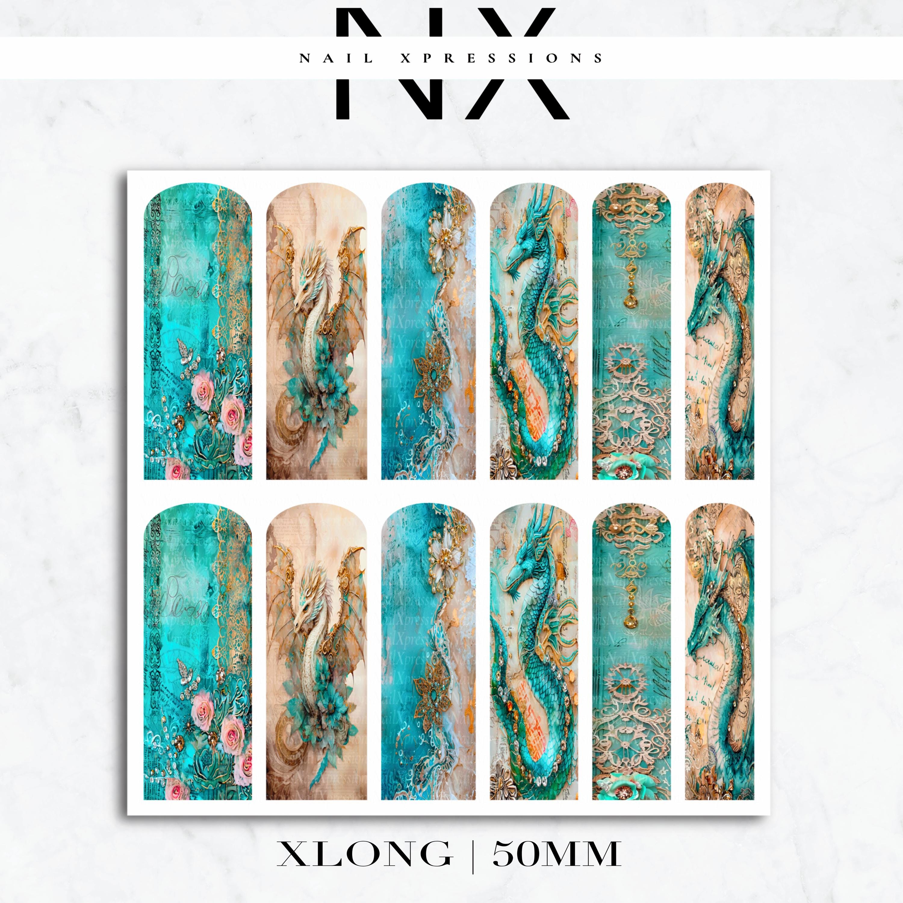 Vintage Victorian Dragon Nail Decals | Nail Art Water Transfer | Nail Wraps