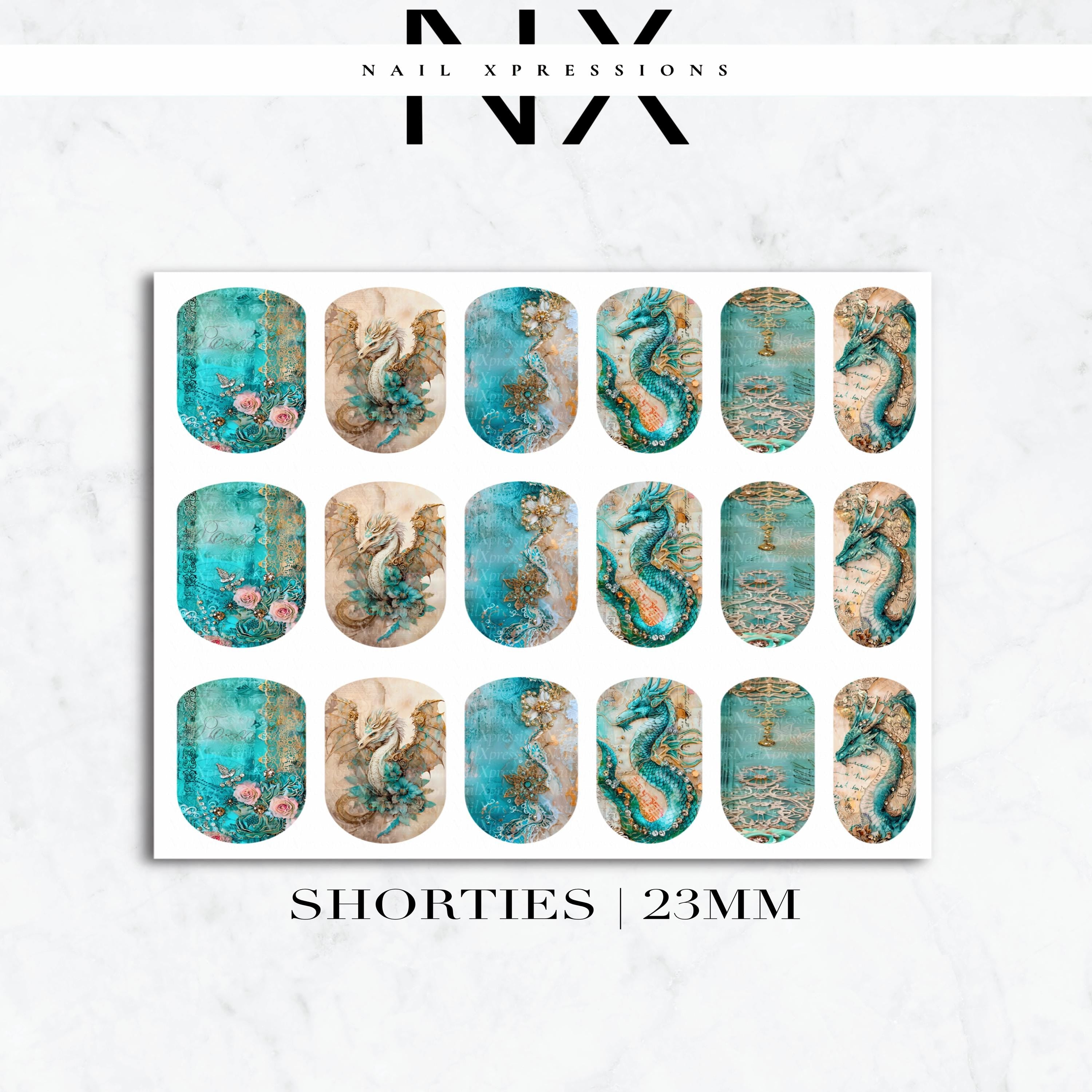 Vintage Victorian Dragon Nail Decals | Nail Art Water Transfer | Nail Wraps