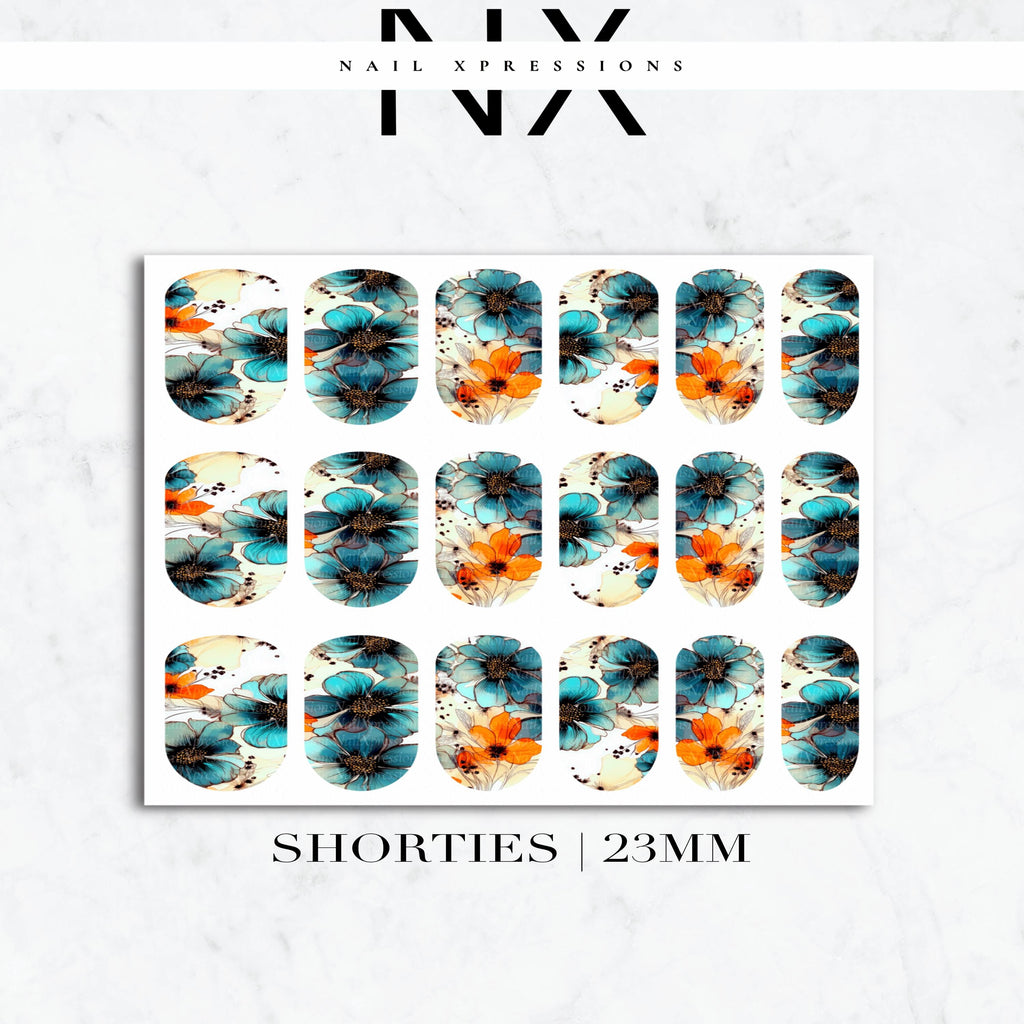 Blue Watercolor Flower Nail Decals | Nail Art Water Transfer | Nail Wraps