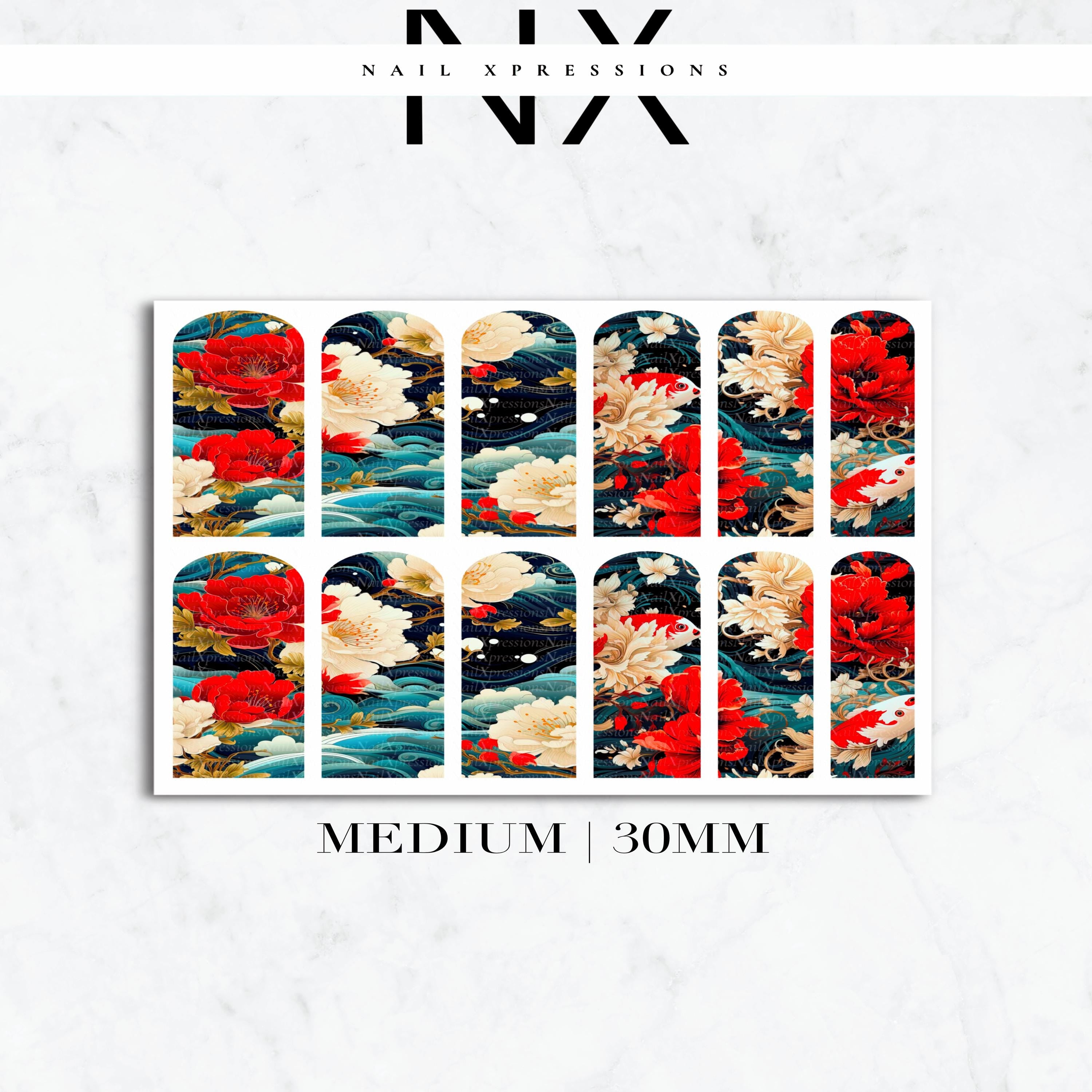 Japanese Flowers Nail Decals | Nail Art Water Transfer | Nail Wraps