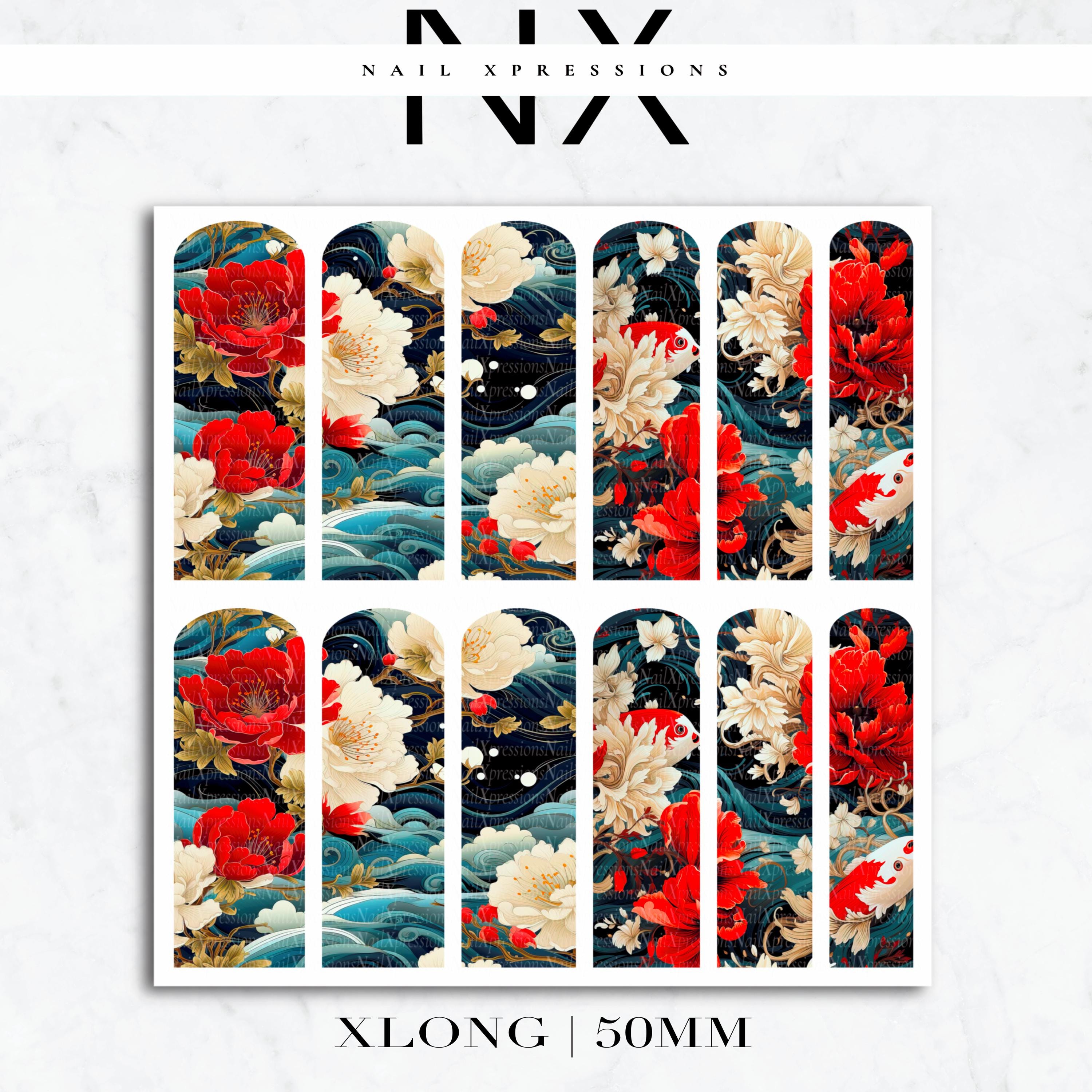 Japanese Flowers Nail Decals | Nail Art Water Transfer | Nail Wraps