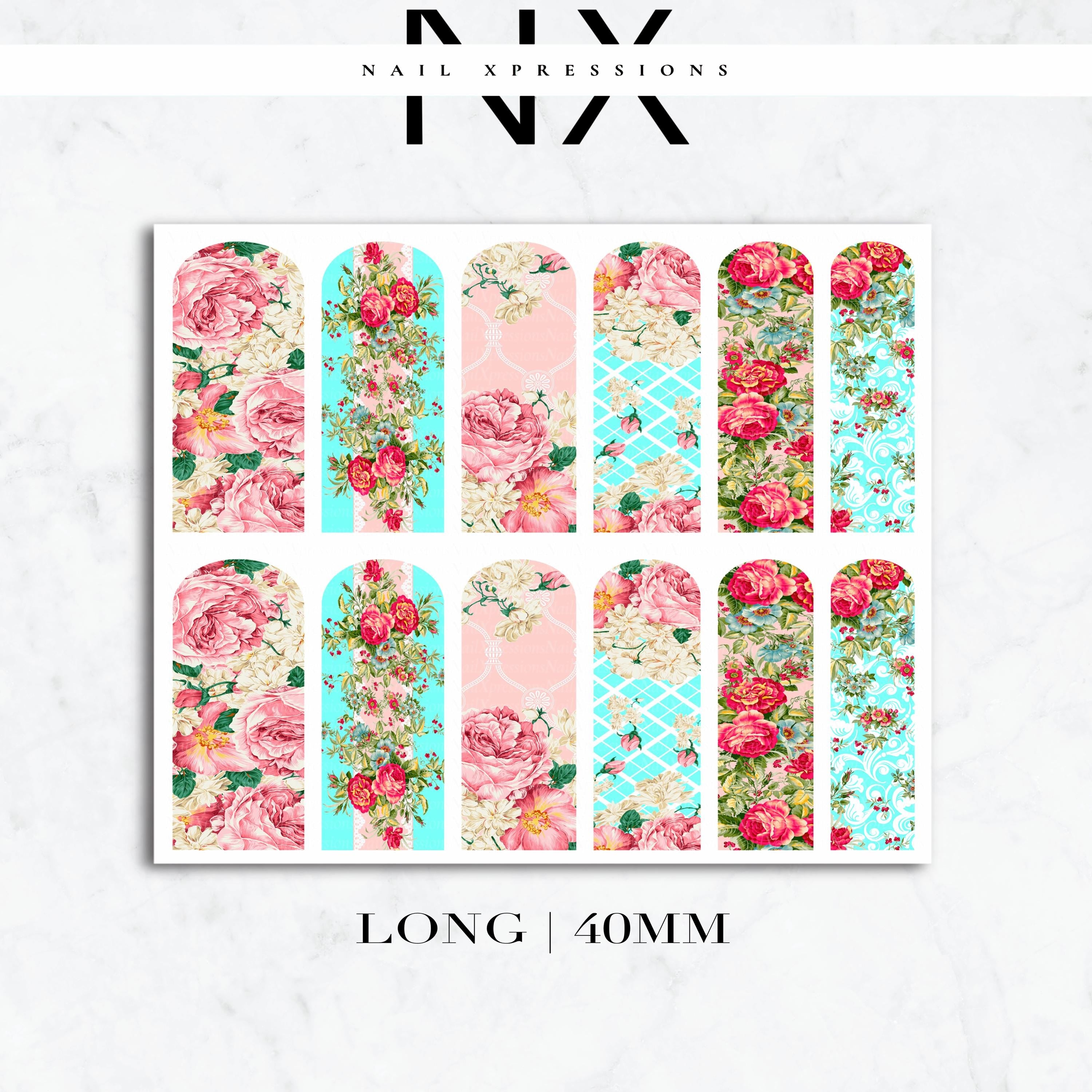 Floral Vintage Nail Decals | Nail Art Water Transfer | Nail Wraps