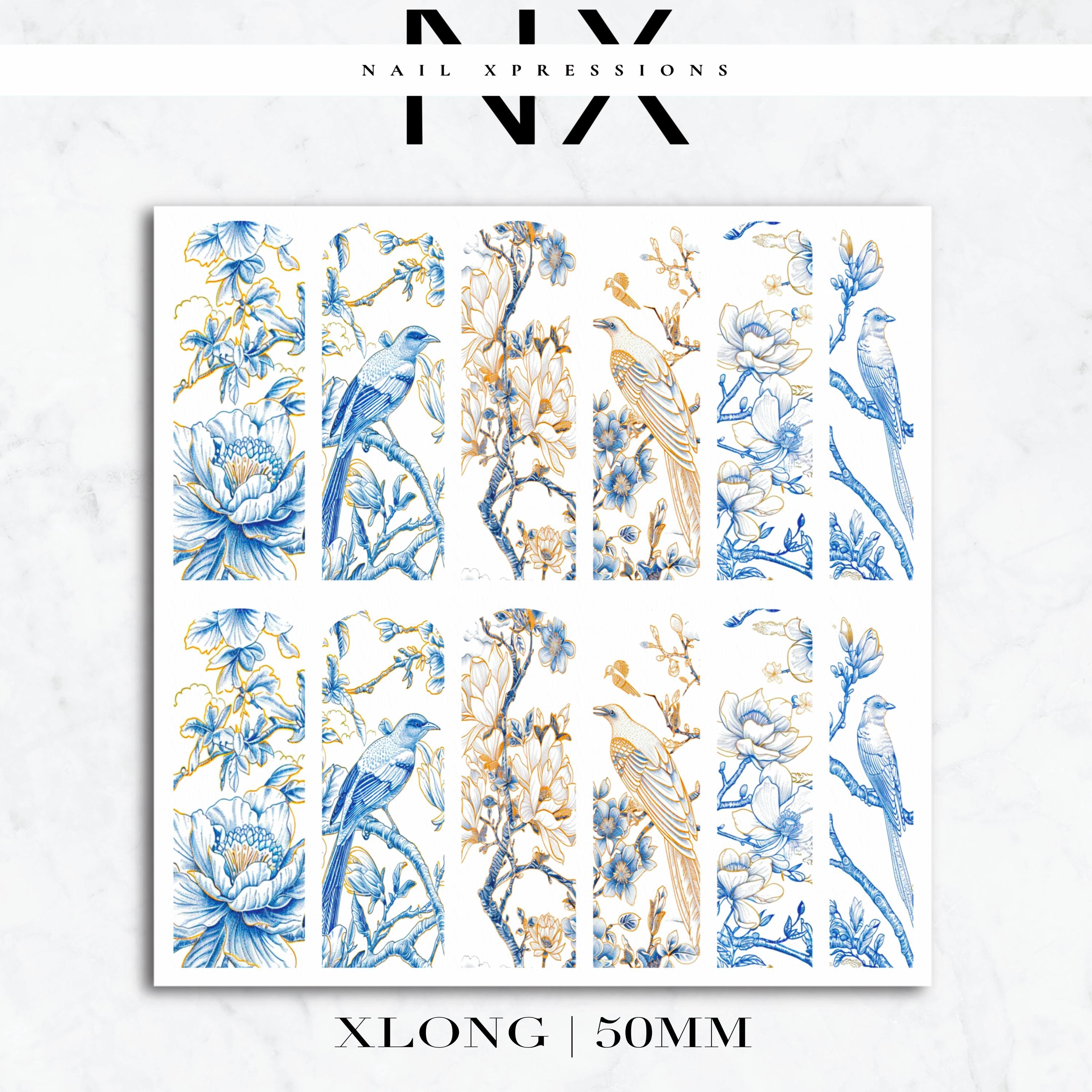 Chinoiserie Bird Nail Decals | Nail Art Water Transfer | Nail Wraps