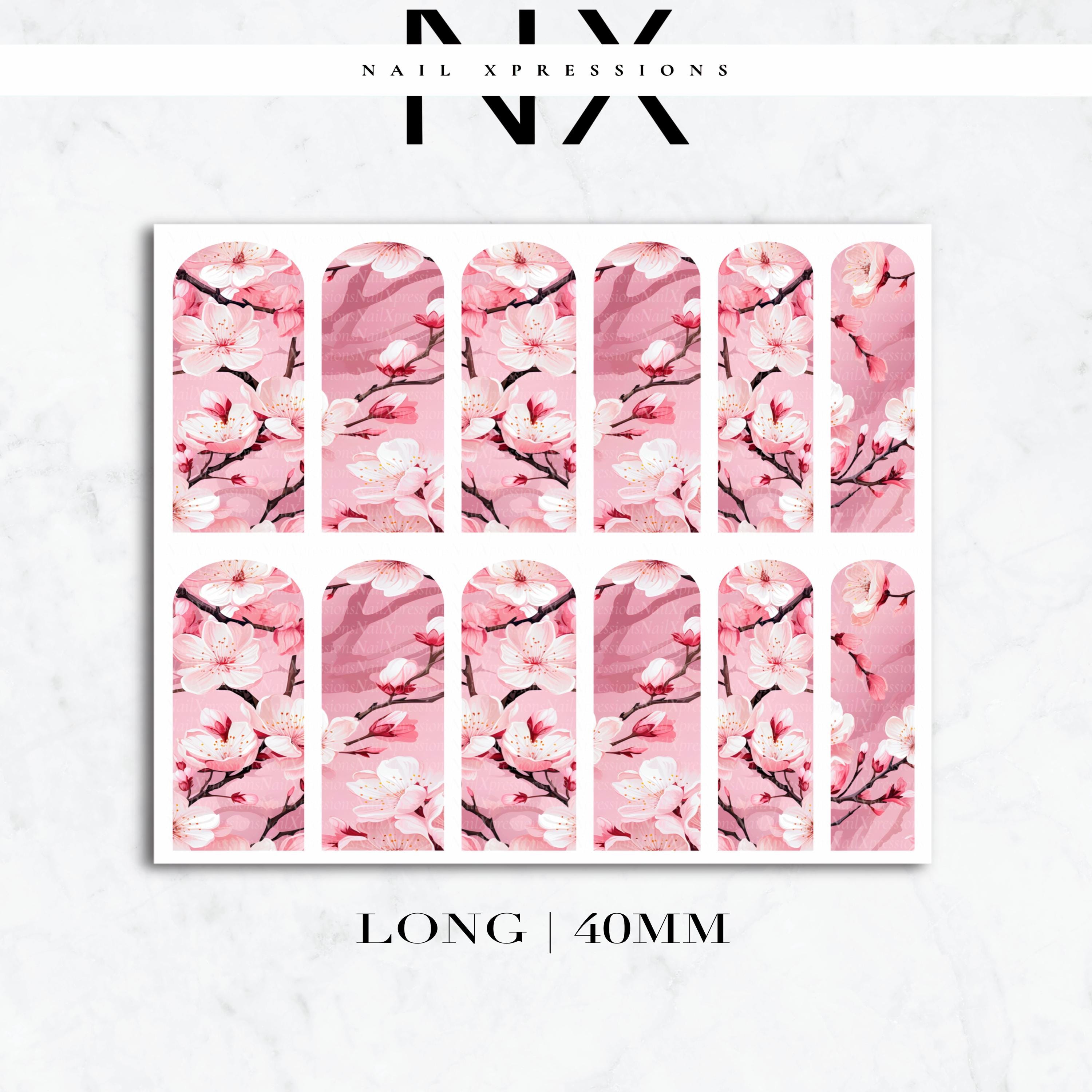 Cherry blossom Nail Decals | Nail Art Water Transfer | Nail Wraps