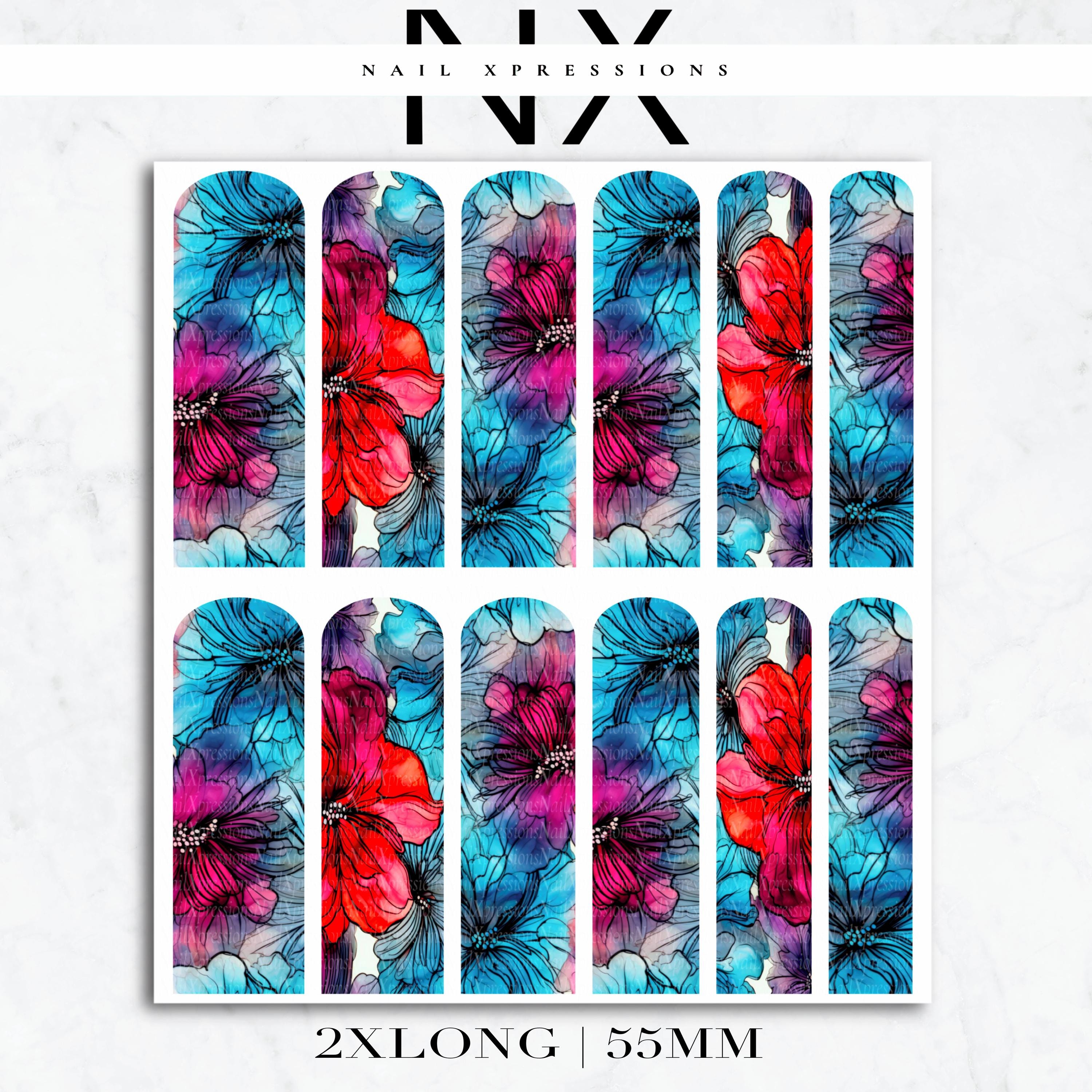 Watercolor Flower Nail Decals | Nail Art Water Transfer | Nail Wraps