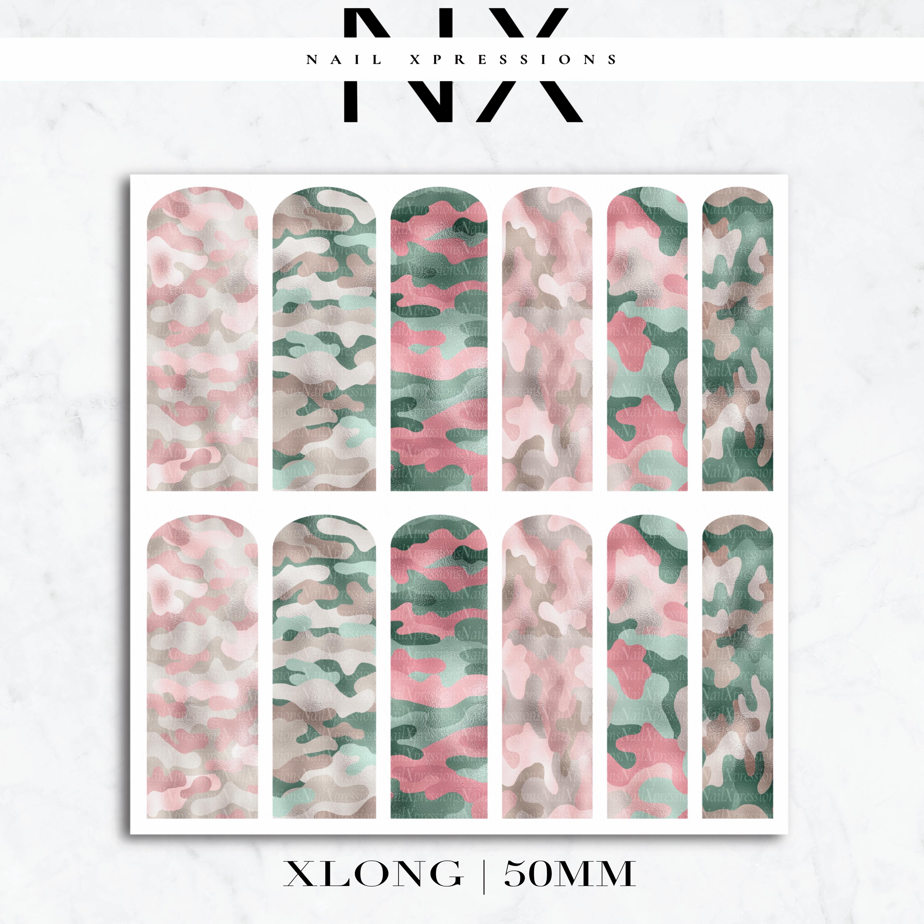 Camoflauge Pink Nail Decals | Nail Art Water Transfer | Nail Wraps