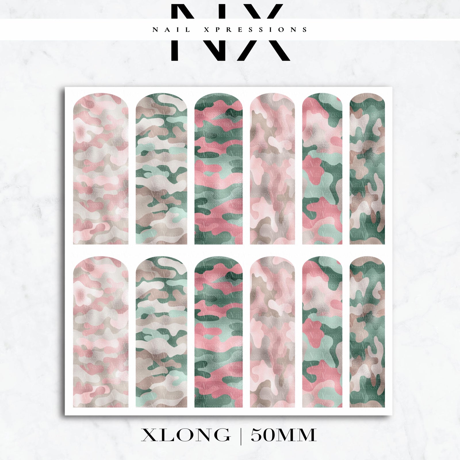 Camoflauge Pink Nail Decals | Nail Art Water Transfer | Nail Wraps