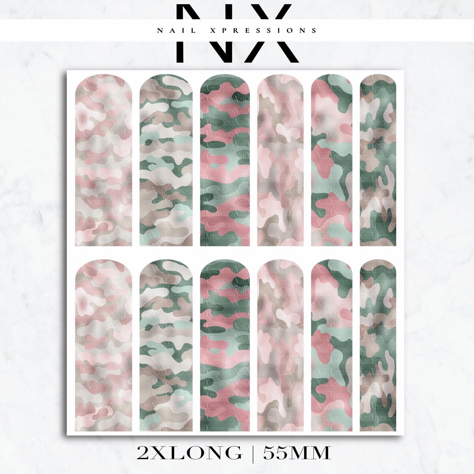 Camoflauge Pink Nail Decals | Nail Art Water Transfer | Nail Wraps