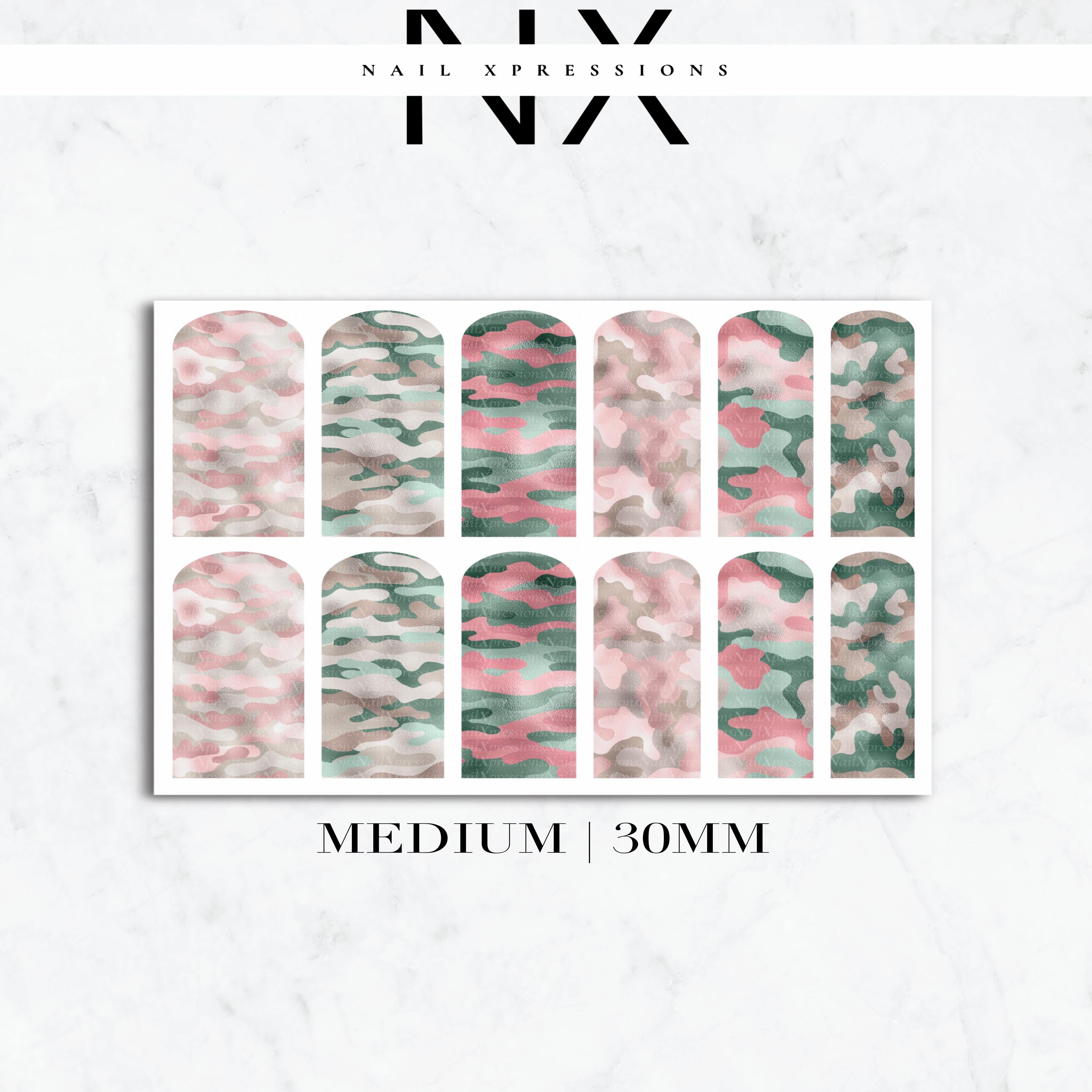 Camoflauge Pink Nail Decals | Nail Art Water Transfer | Nail Wraps