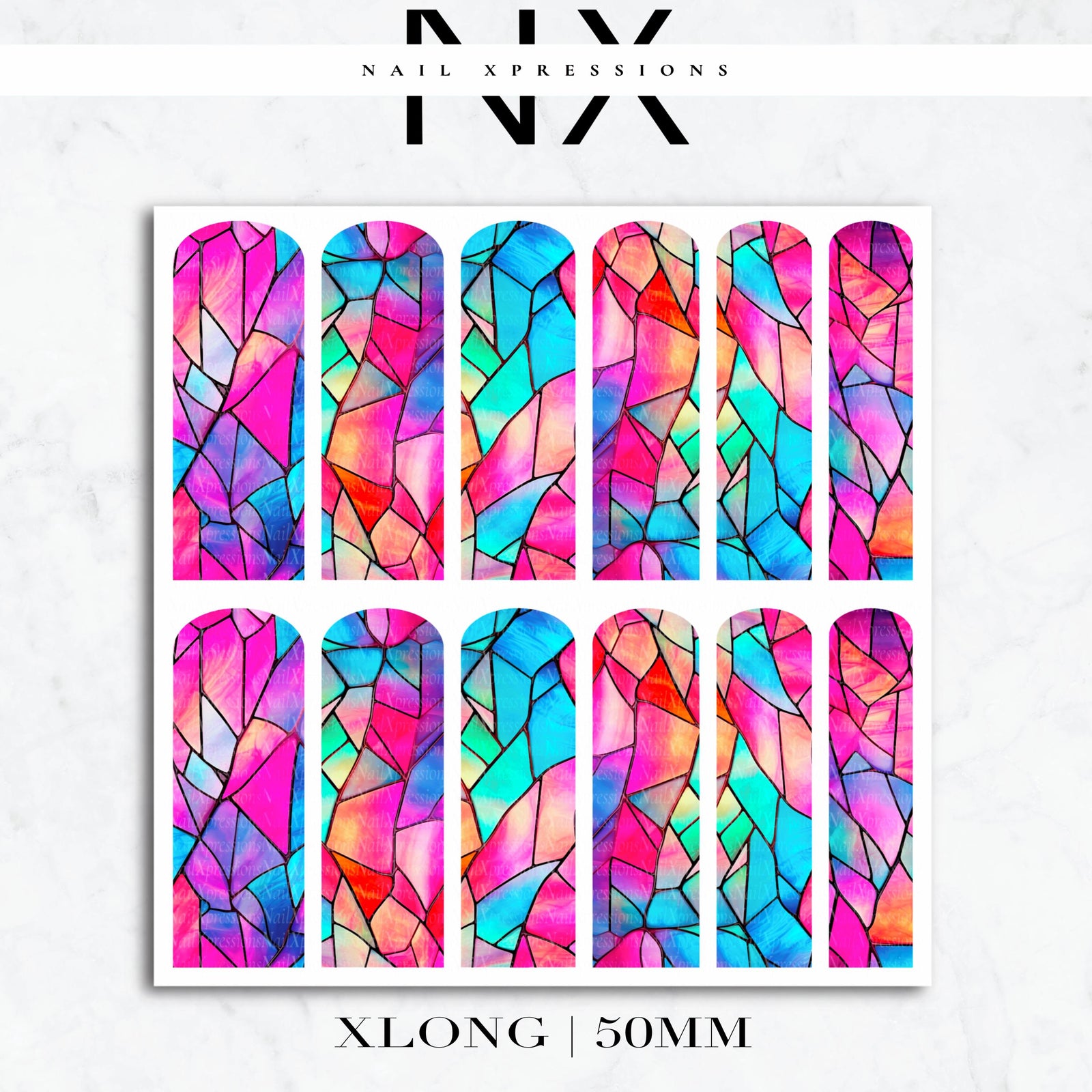 Stained Glass Nail Decals | Nail Art Water Transfer | Nail Wraps
