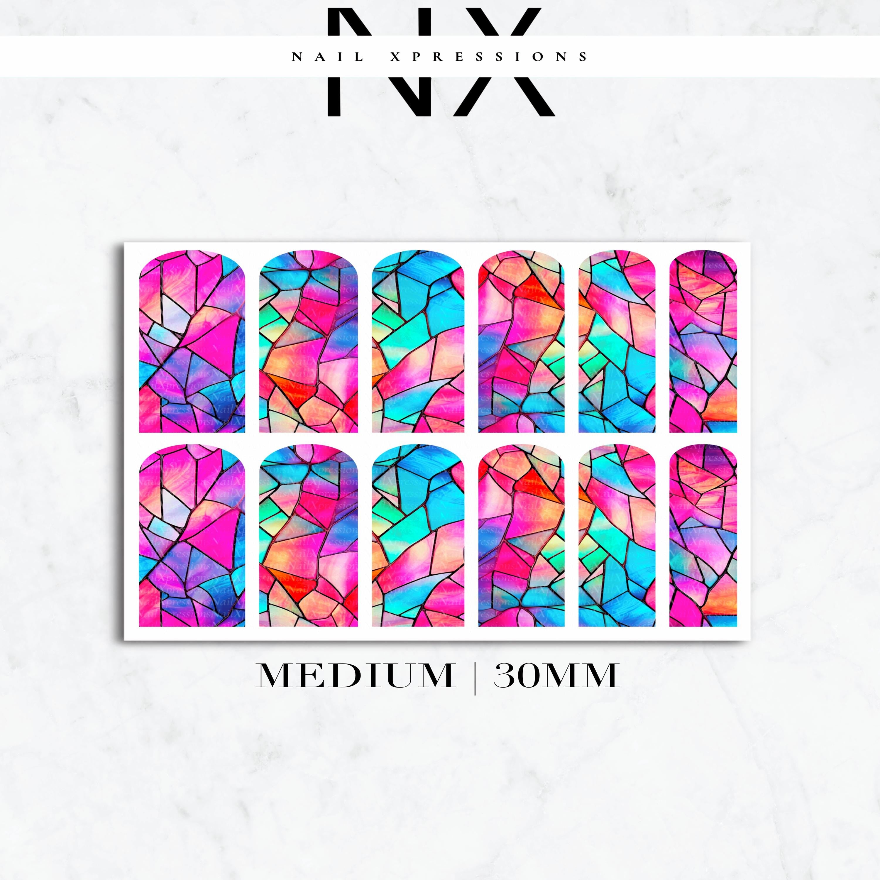 Stained Glass Nail Decals | Nail Art Water Transfer | Nail Wraps