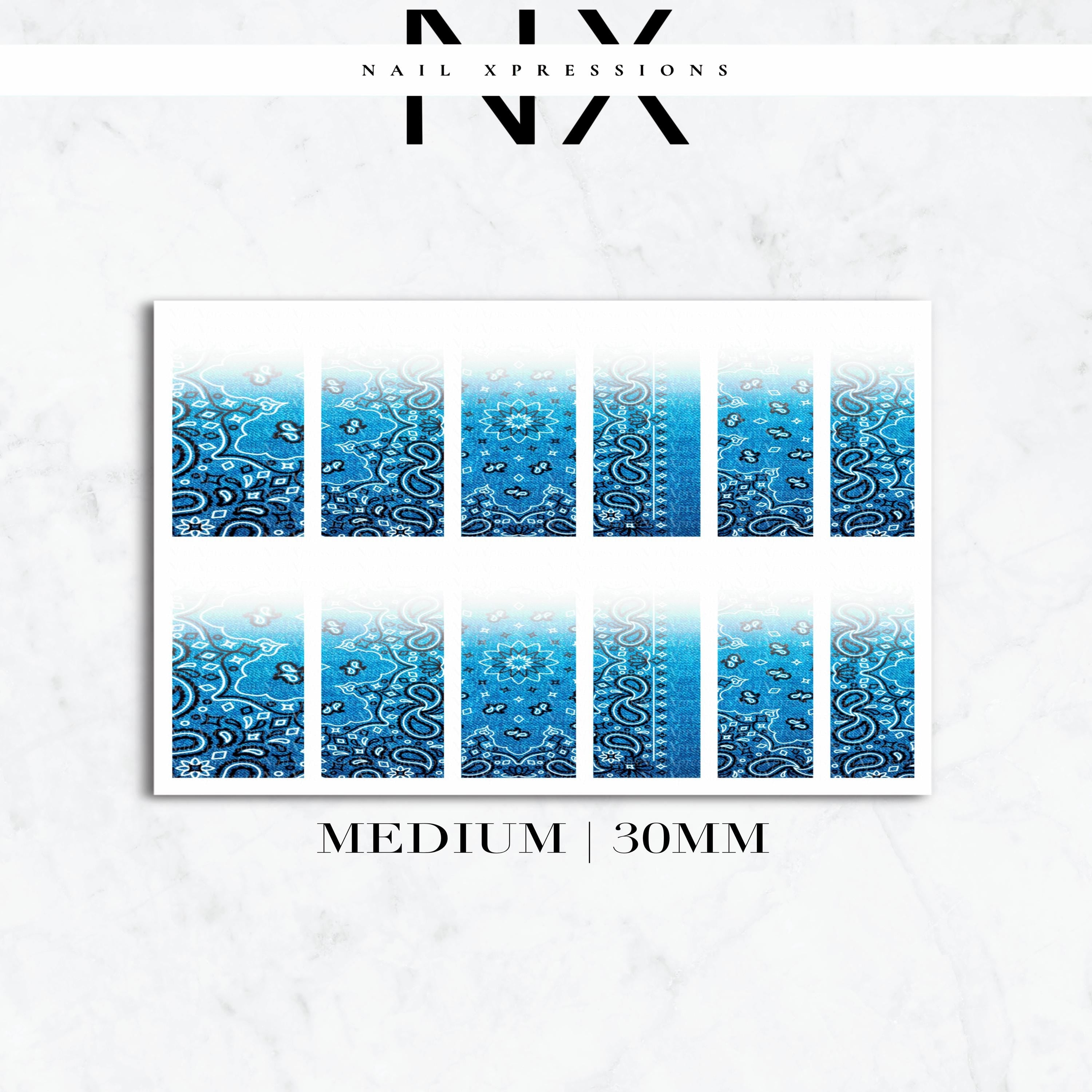 Ombré Jean Bandana Paisley Nail Decals | Nail Art Water Transfer | Nail Wraps