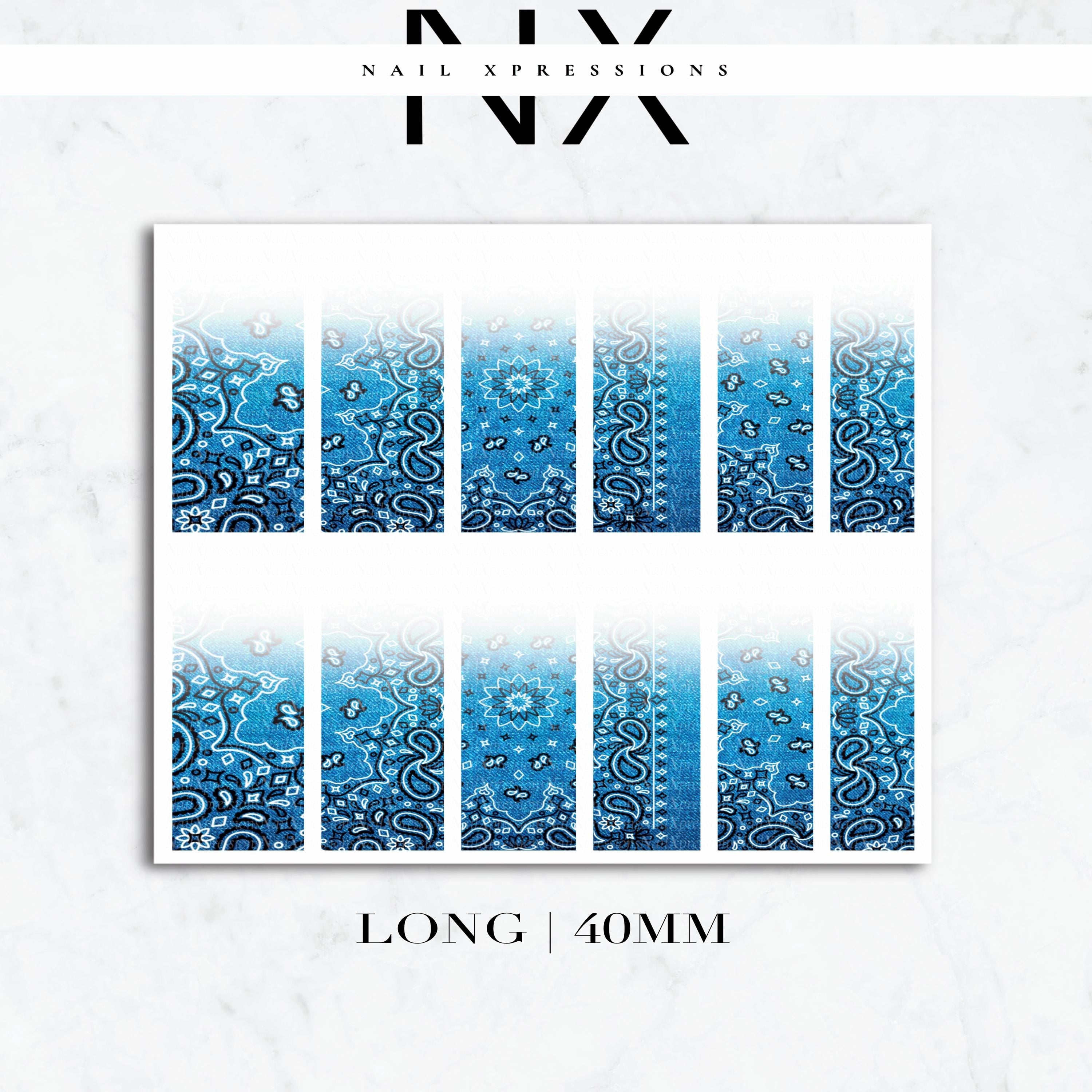 Ombré Jean Bandana Paisley Nail Decals | Nail Art Water Transfer | Nail Wraps