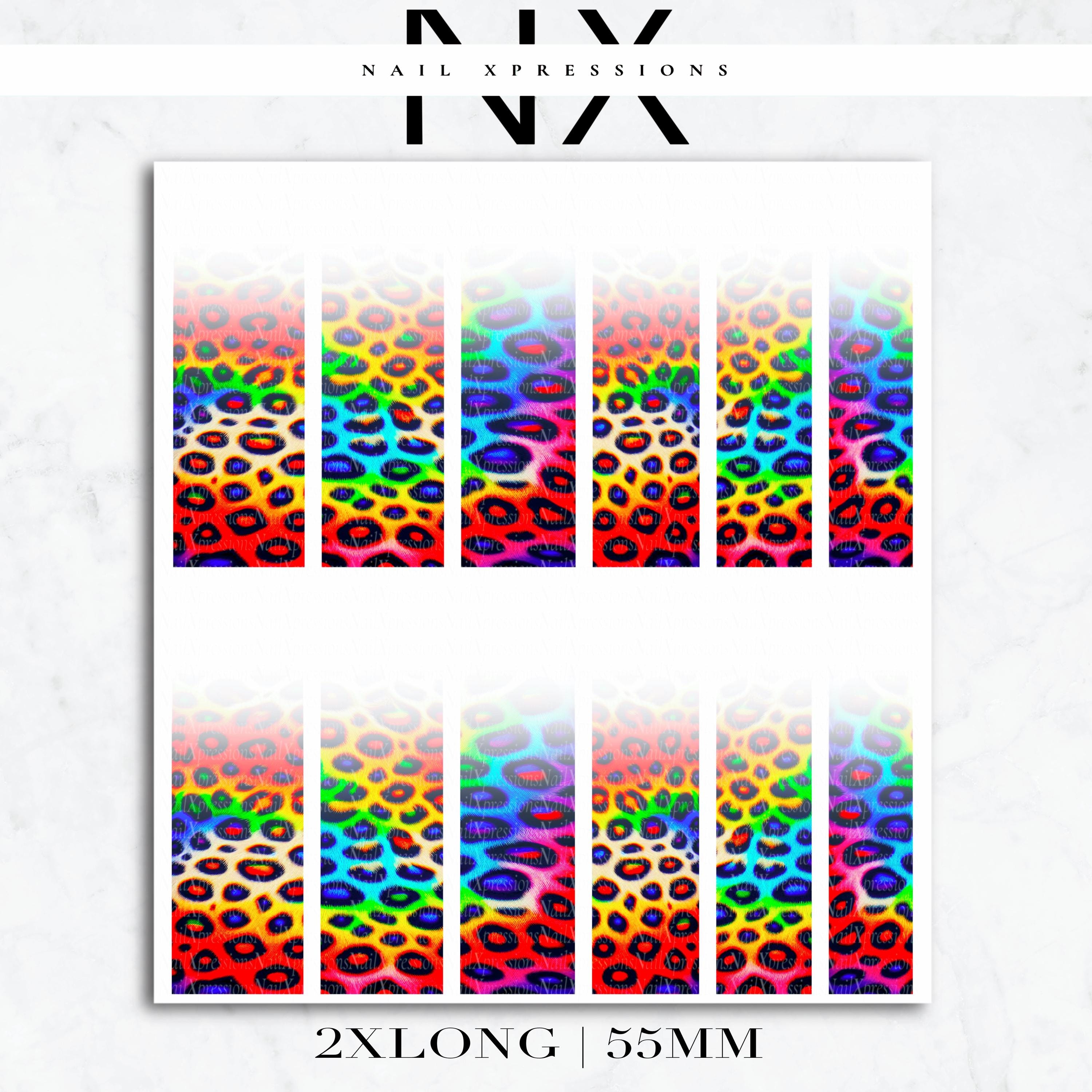 Ombré Leopard Rainbow Nail Decals | Nail Art Water Transfer | Nail Wraps