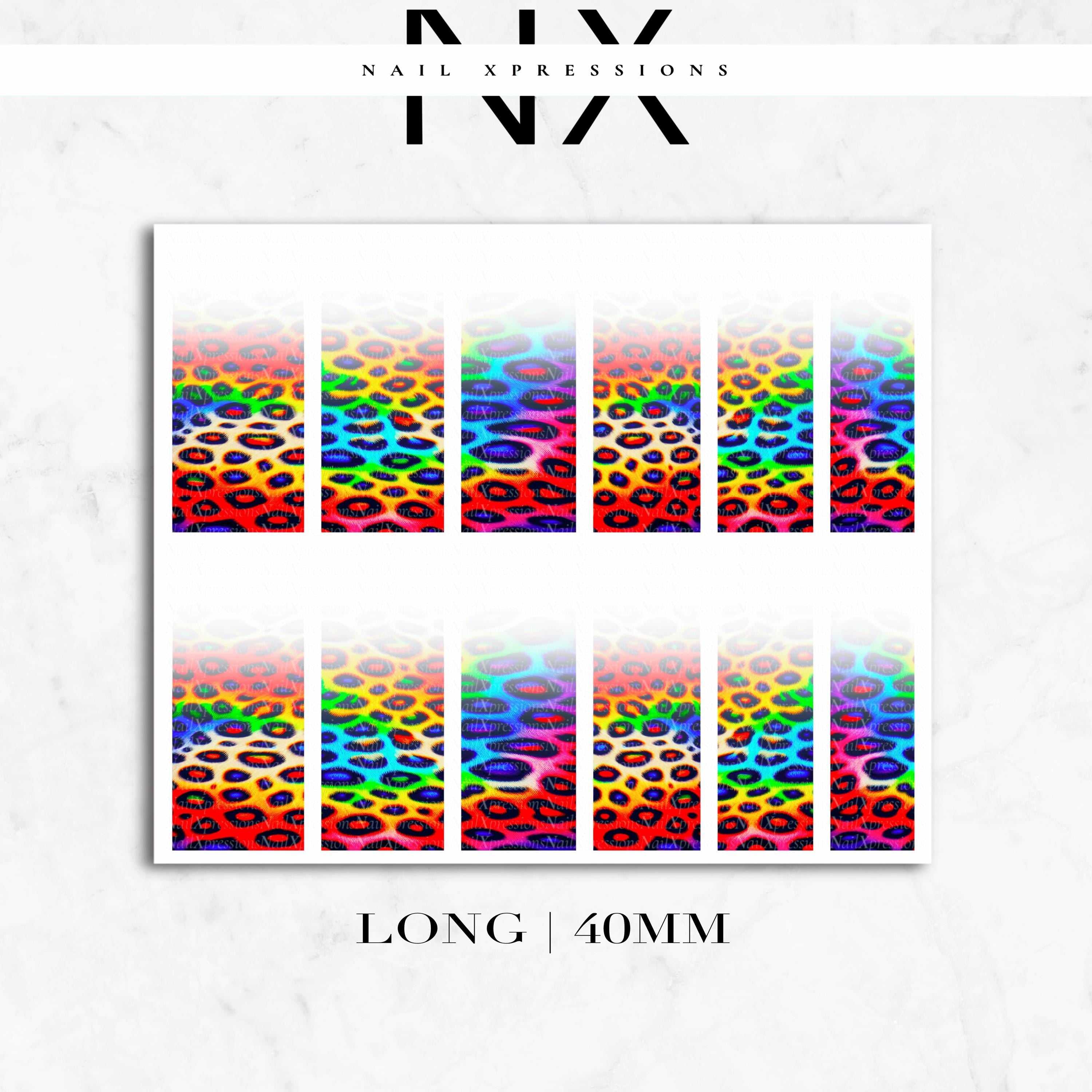 Ombré Leopard Rainbow Nail Decals | Nail Art Water Transfer | Nail Wraps