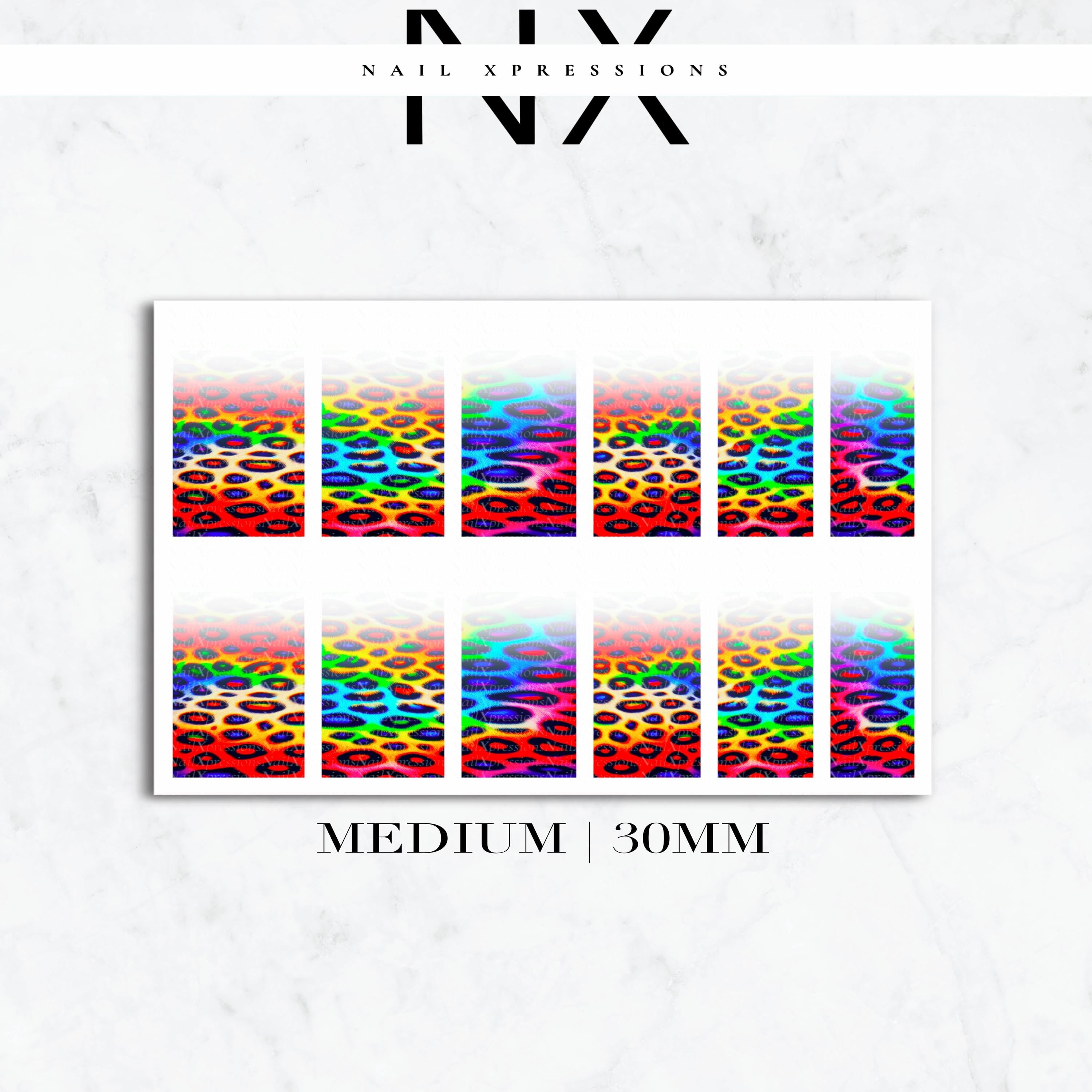 Ombré Leopard Rainbow Nail Decals | Nail Art Water Transfer | Nail Wraps