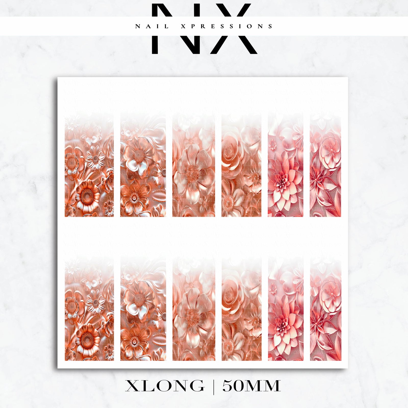 Ombré Rose Gold Flower Nail Decals | Nail Art Water Transfer | Nail Wraps