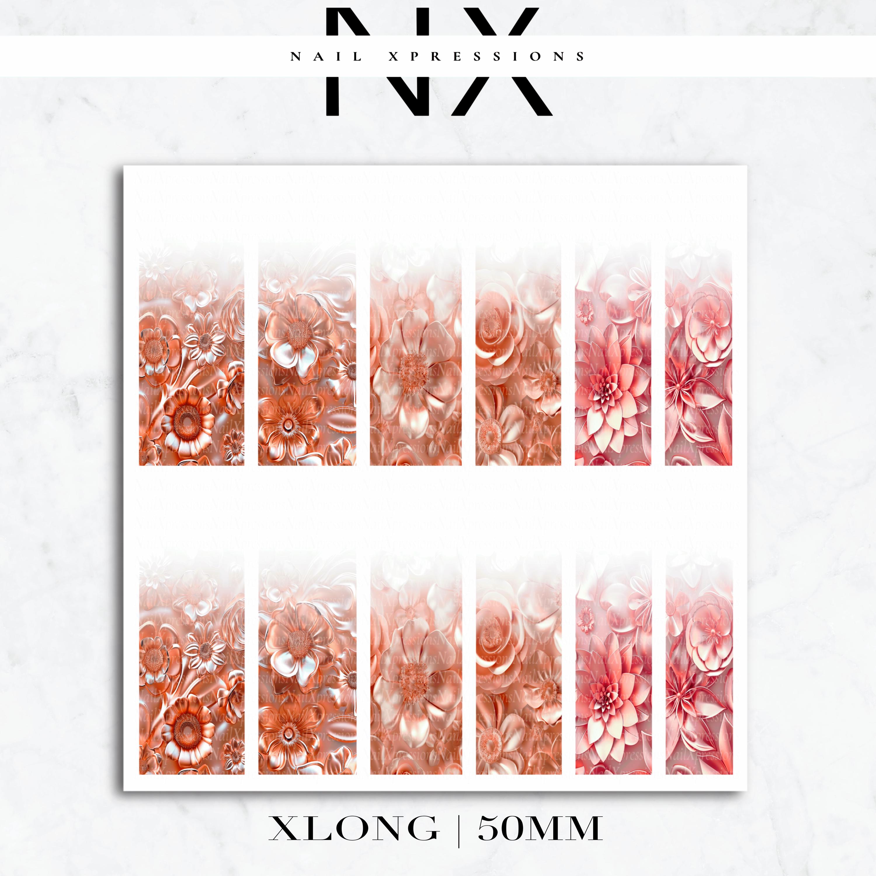 Ombré Rose Gold Flower Nail Decals | Nail Art Water Transfer | Nail Wraps