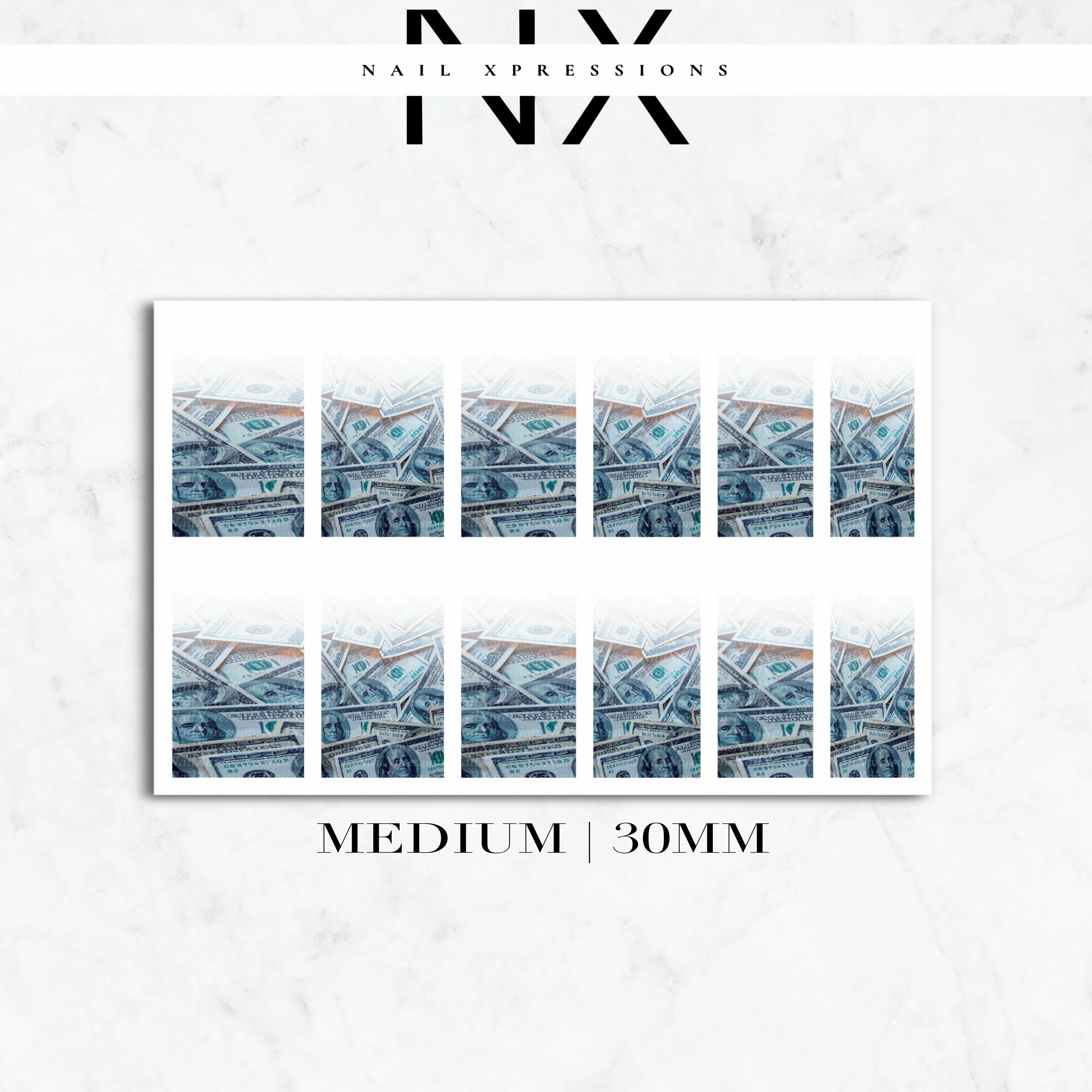 Ombré Benjamin Bill Nail Decals | Nail Art Water Transfer | Nail Wraps