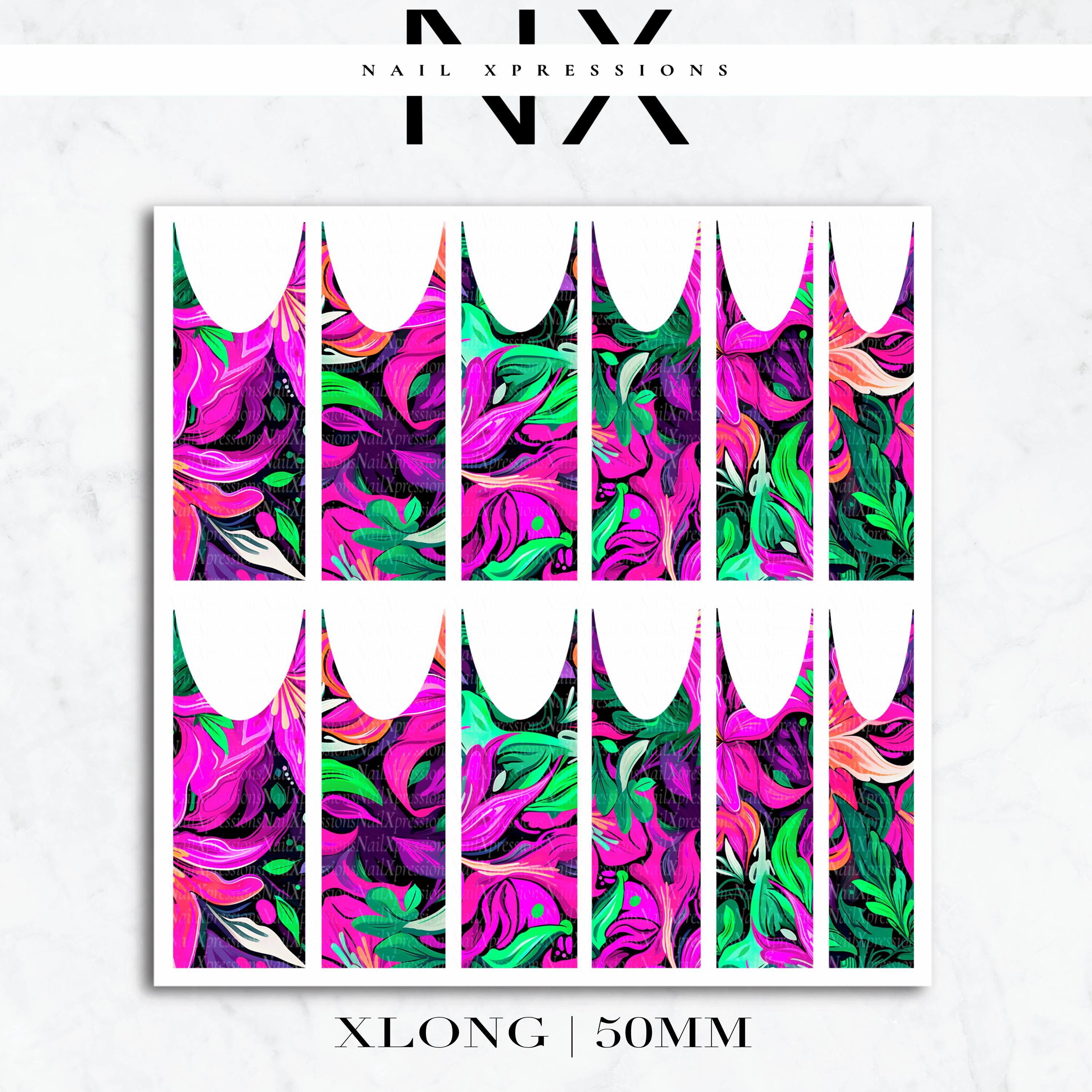 French Abstract Flowers Nail Decals | Nail Art Water Transfer | Nail Wraps